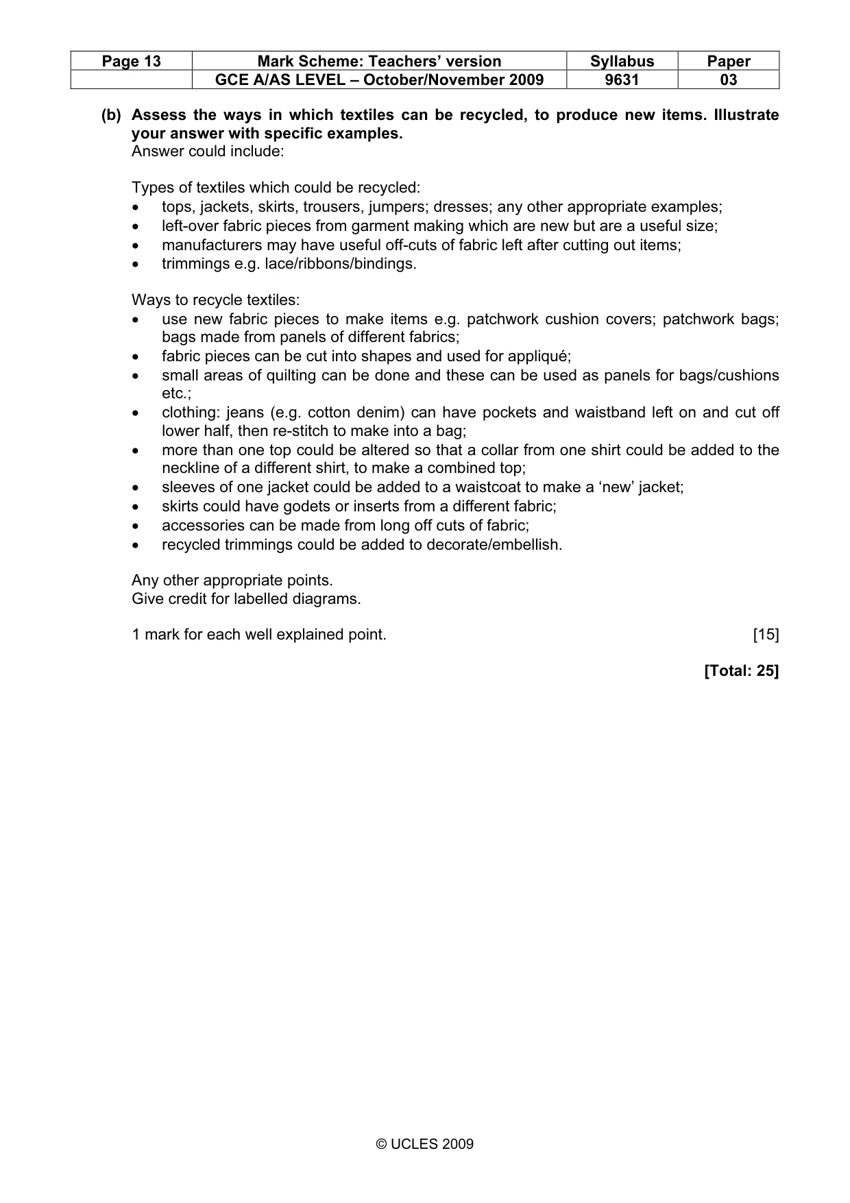 Mark scheme, page 13 of 15
