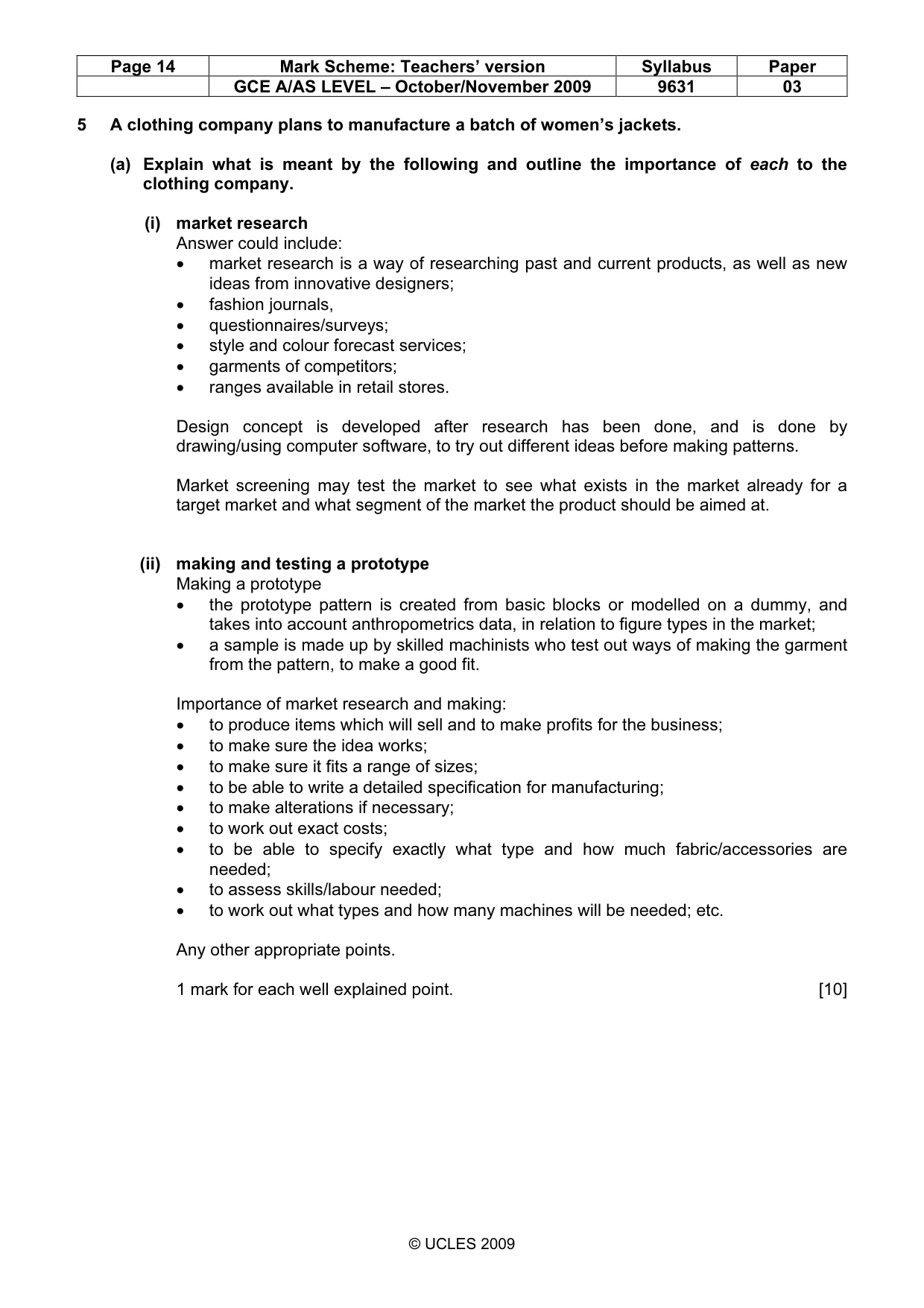 Mark scheme, page 14 of 15