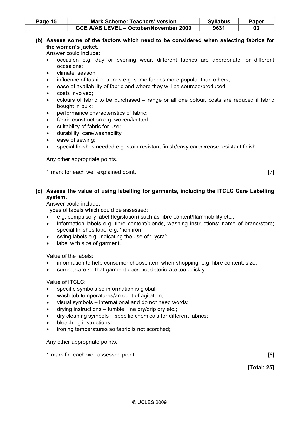 Mark scheme, page 15 of 15