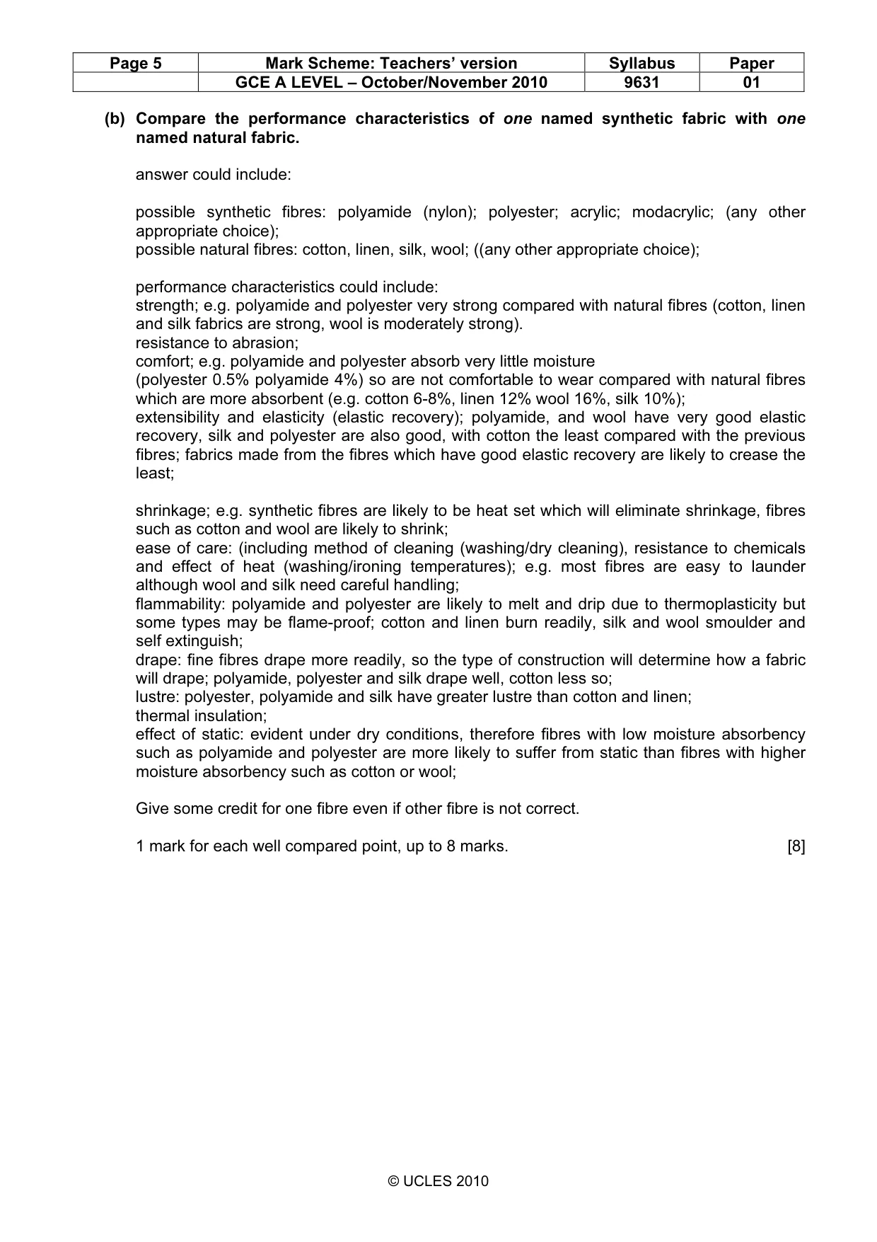 Mark scheme, page 5 of 10