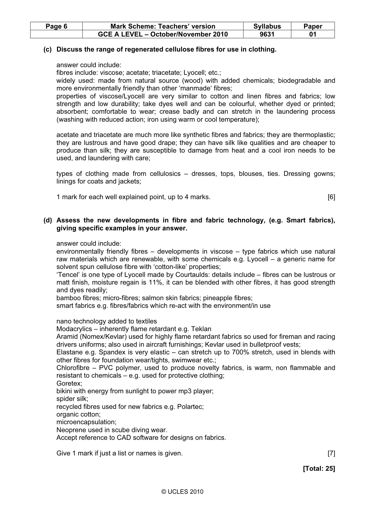 Mark scheme, page 6 of 10