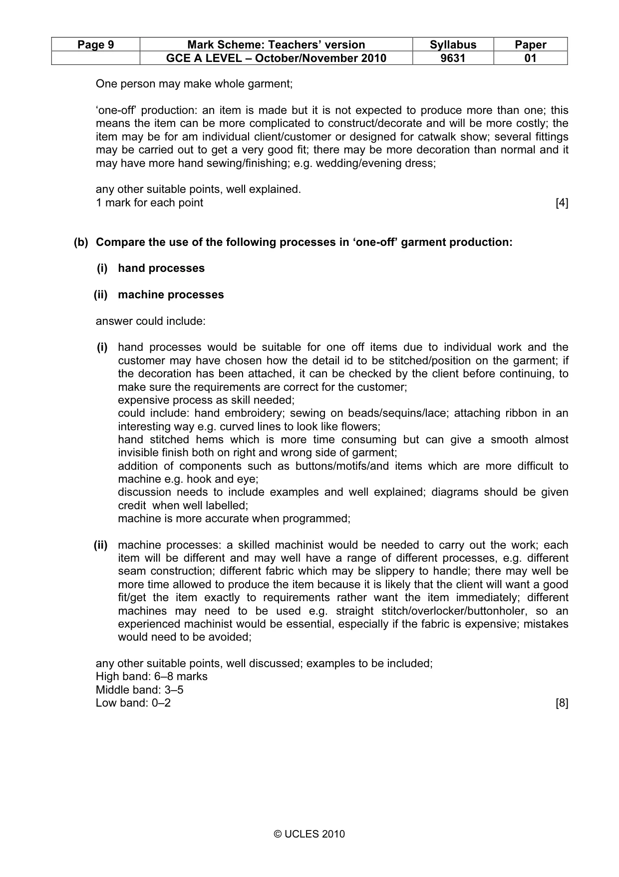 Mark scheme, page 9 of 10