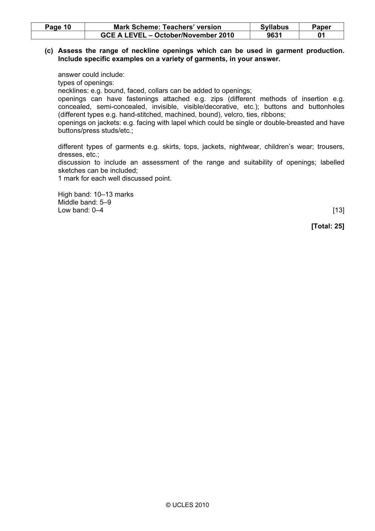 Mark scheme, page 10 of 10