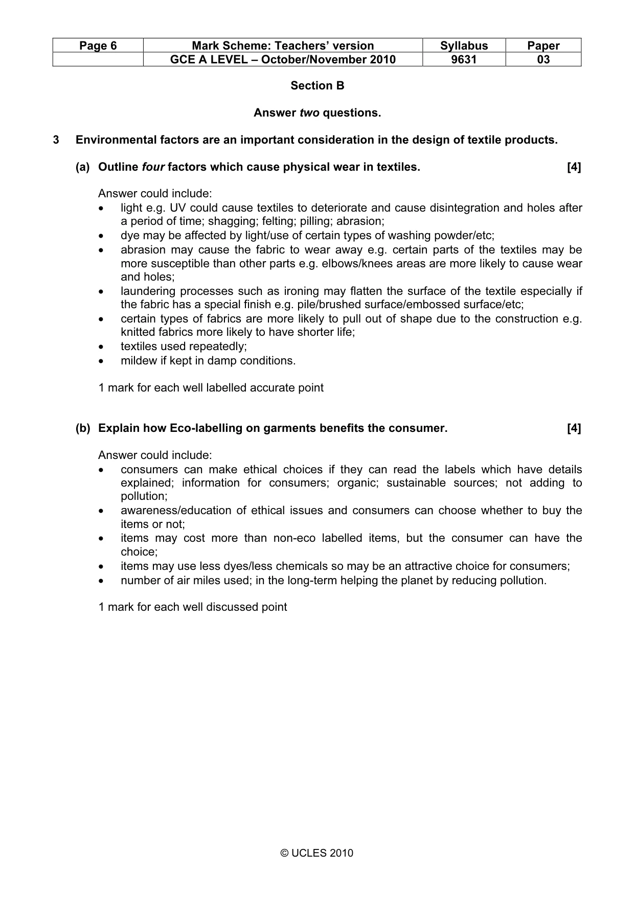 Mark scheme, page 6 of 12