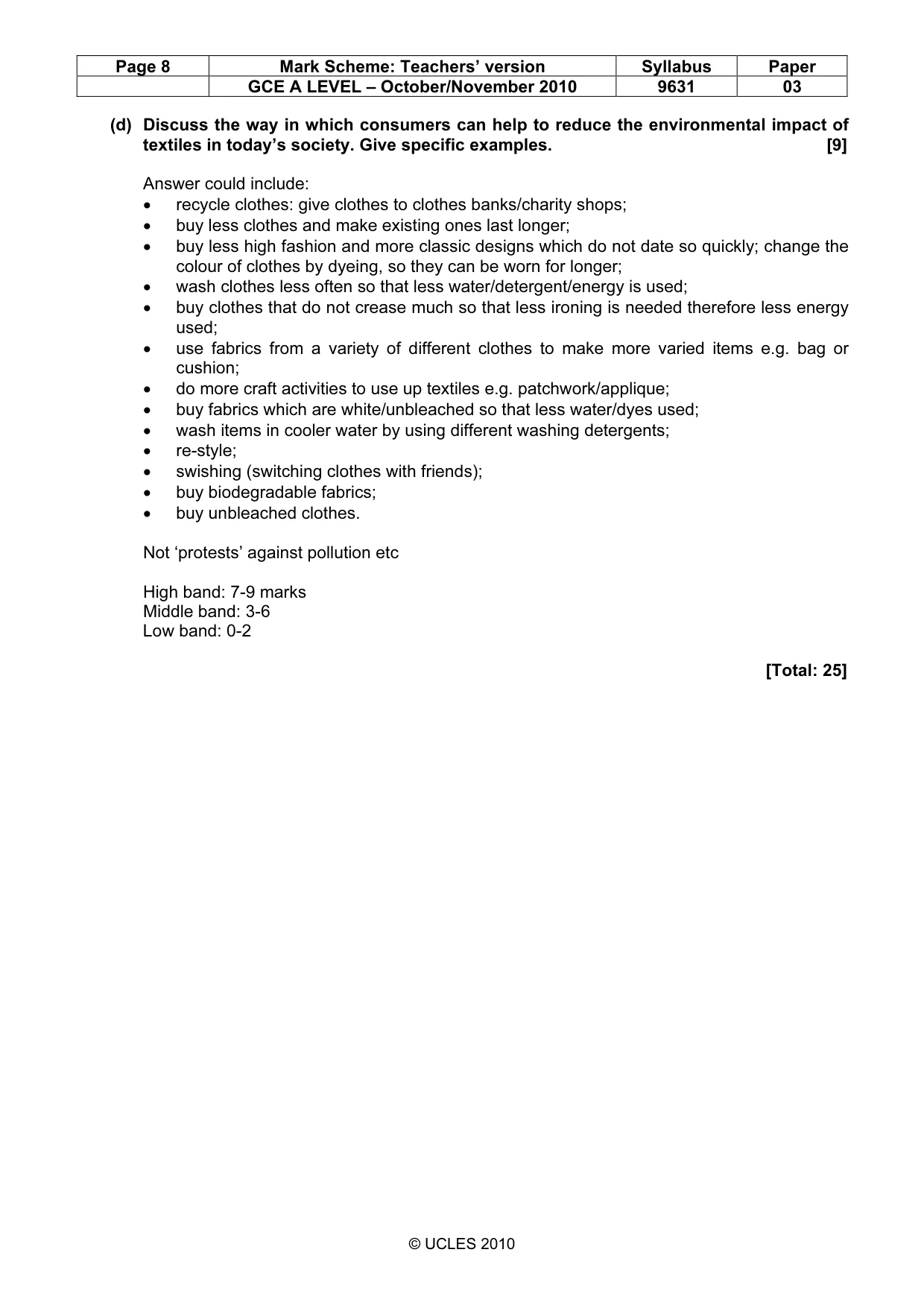 Mark scheme, page 8 of 12