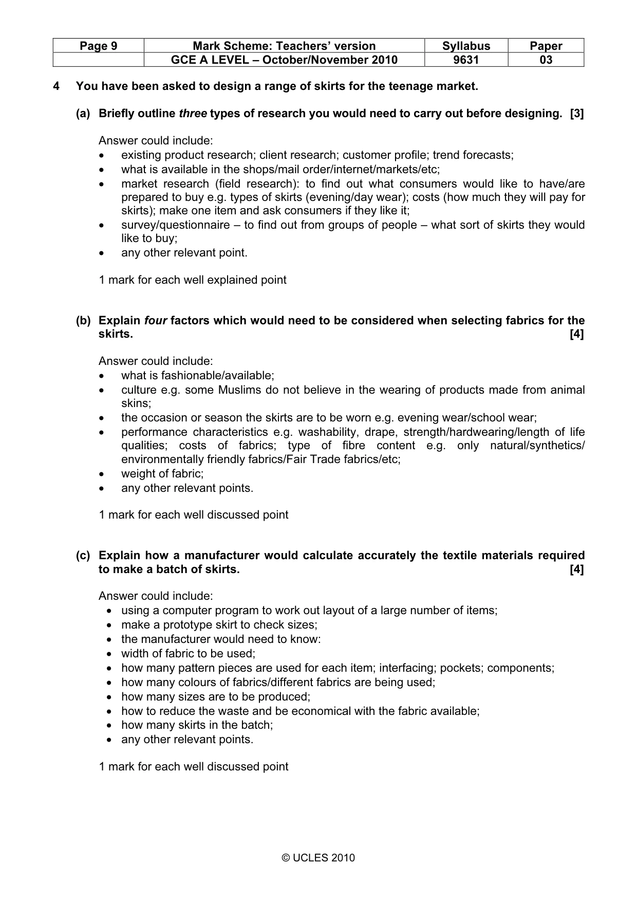 Mark scheme, page 9 of 12