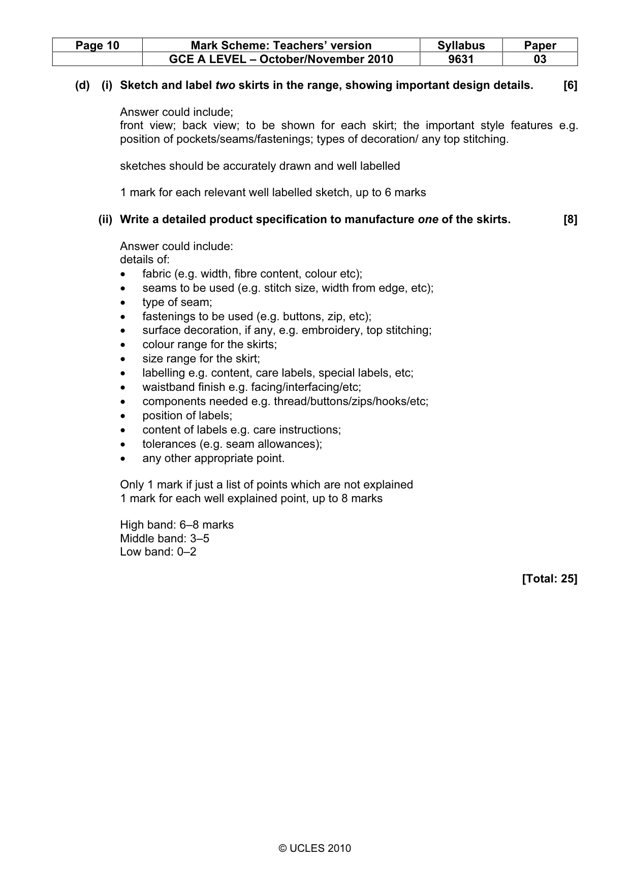 Mark scheme, page 10 of 12
