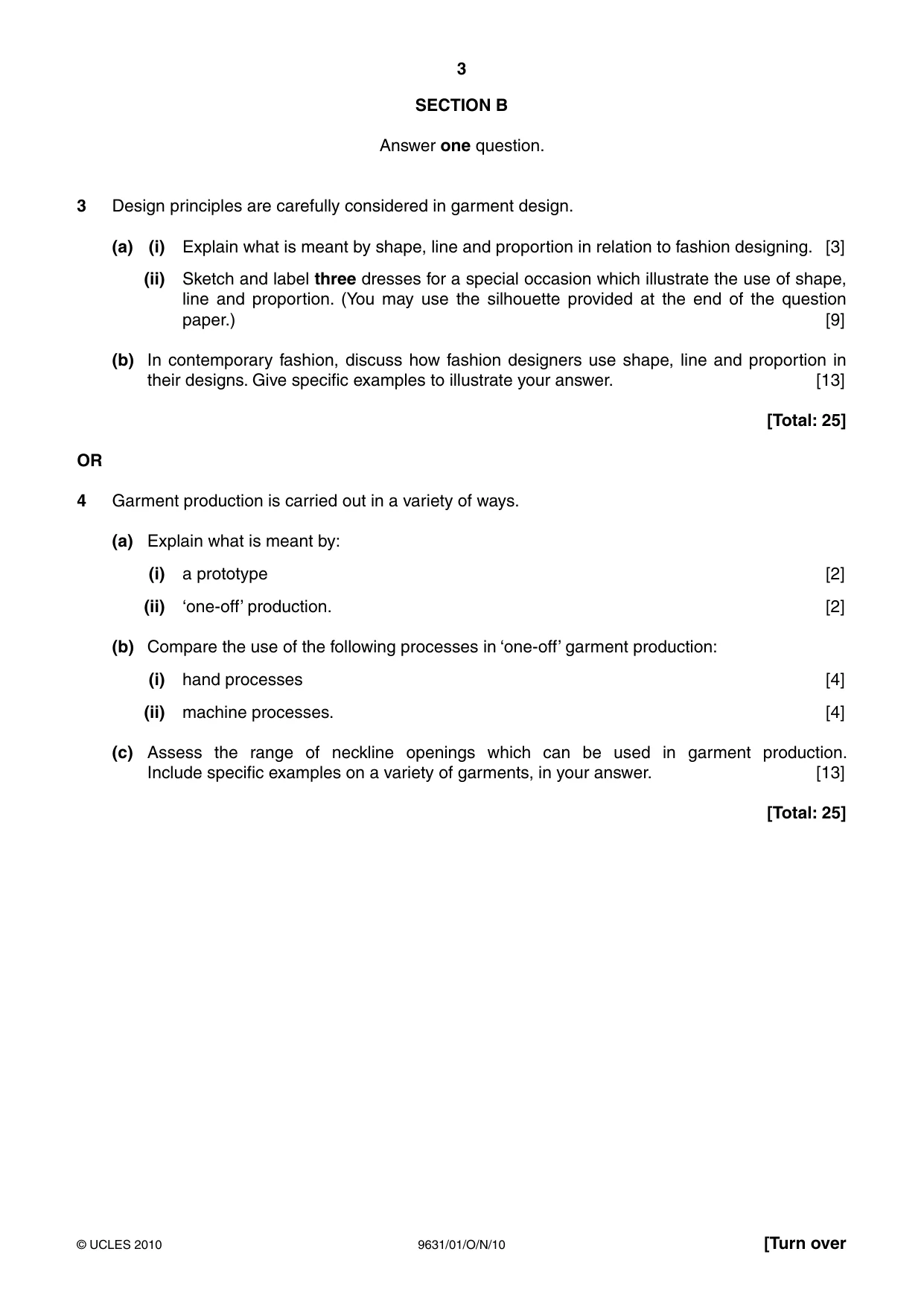 Cambridge A Level Design and Textiles 9631 2010 Oct/Nov Paper 1 · Variant 1 question paper, page 3 of 4