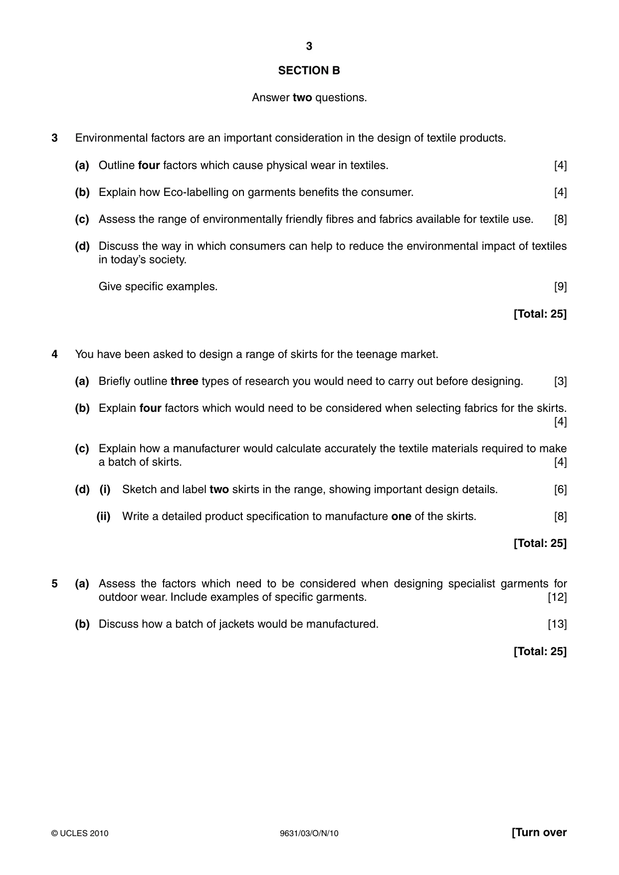 Cambridge A Level Design and Textiles 9631 2010 Oct/Nov Paper 3 · Variant 1 question paper, page 3 of 4
