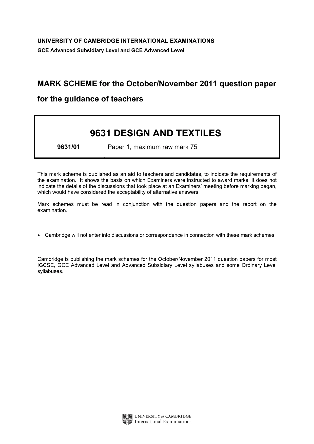 Mark scheme, page 1 of 11