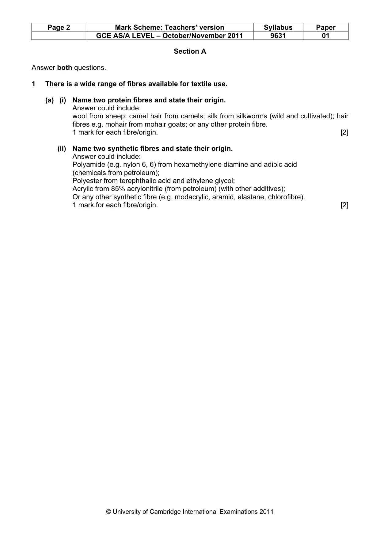 Mark scheme, page 2 of 11