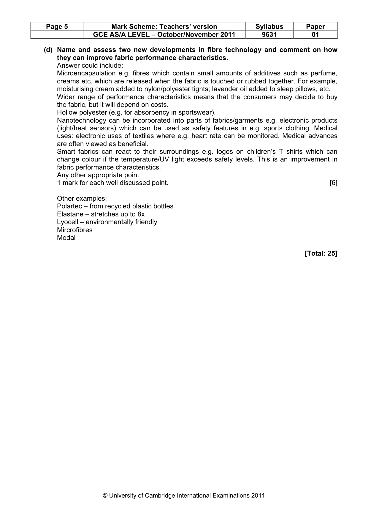 Mark scheme, page 5 of 11