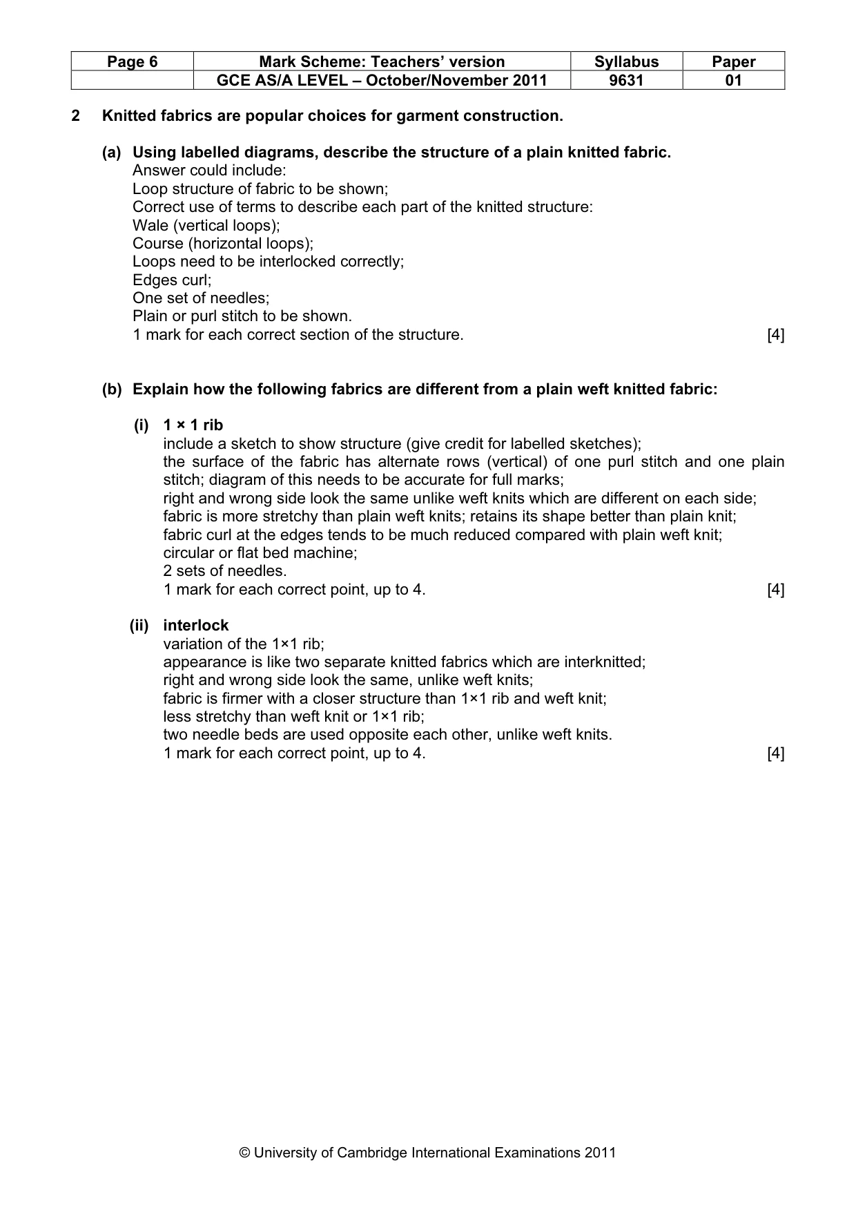 Mark scheme, page 6 of 11