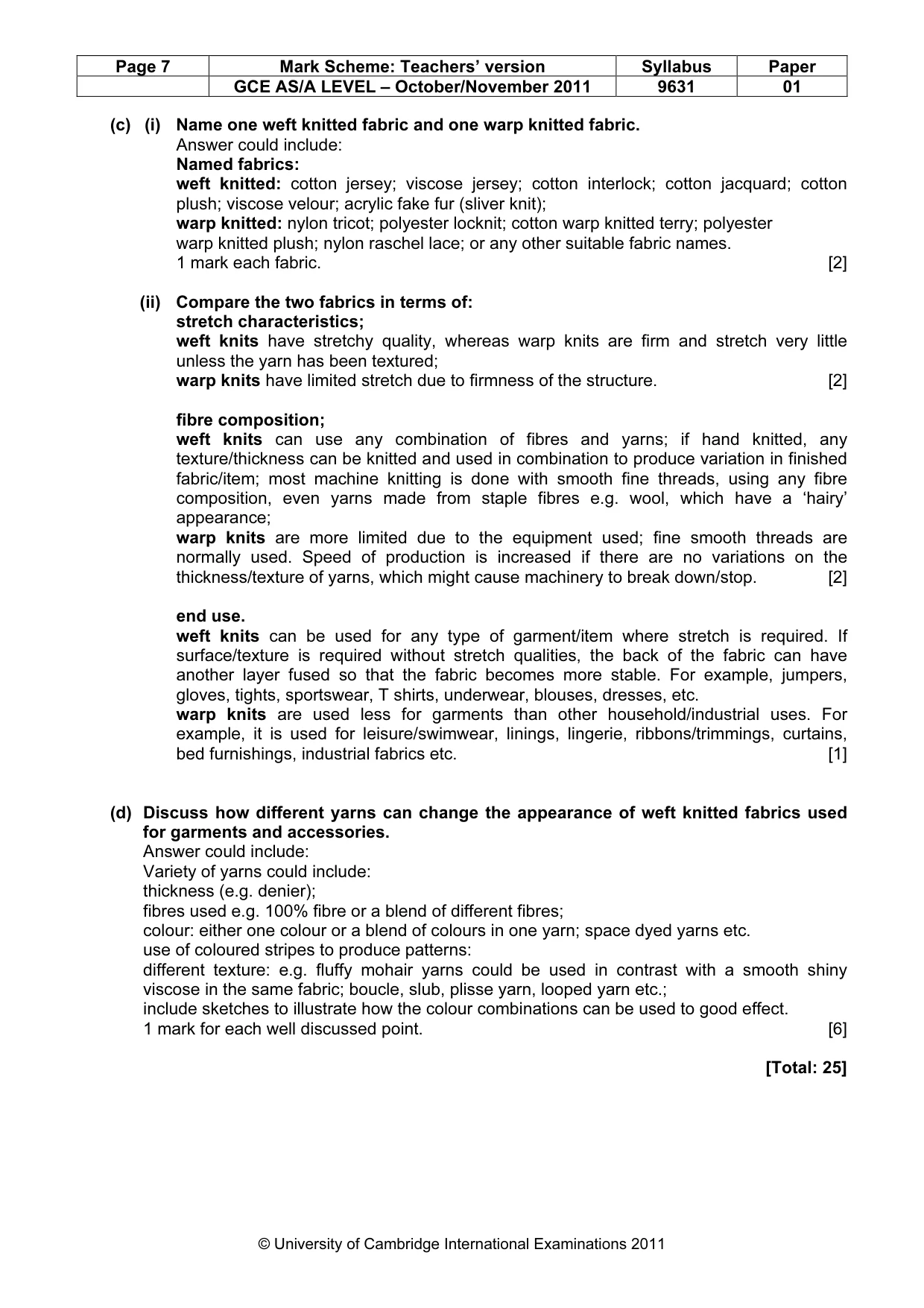 Mark scheme, page 7 of 11