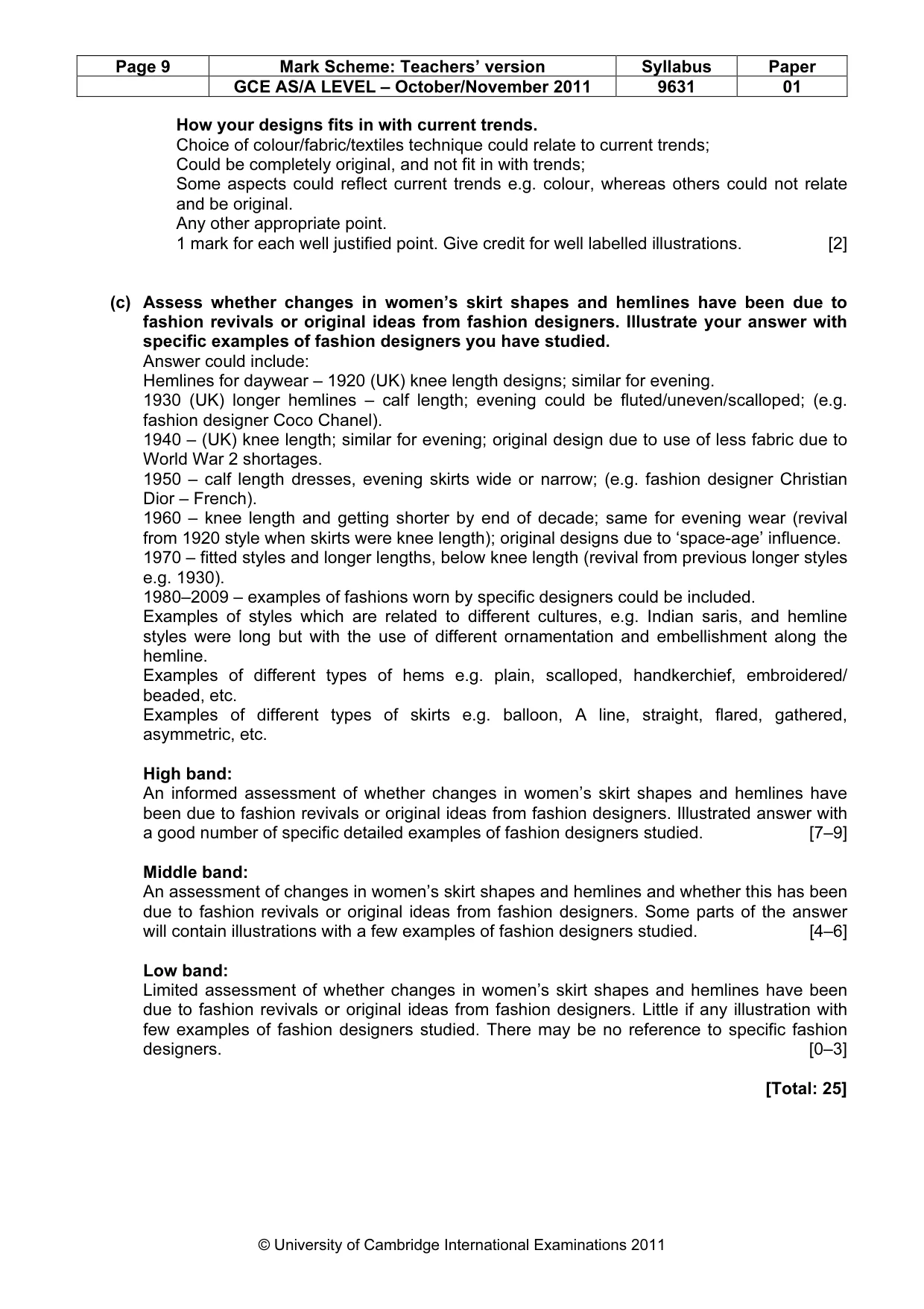 Mark scheme, page 9 of 11