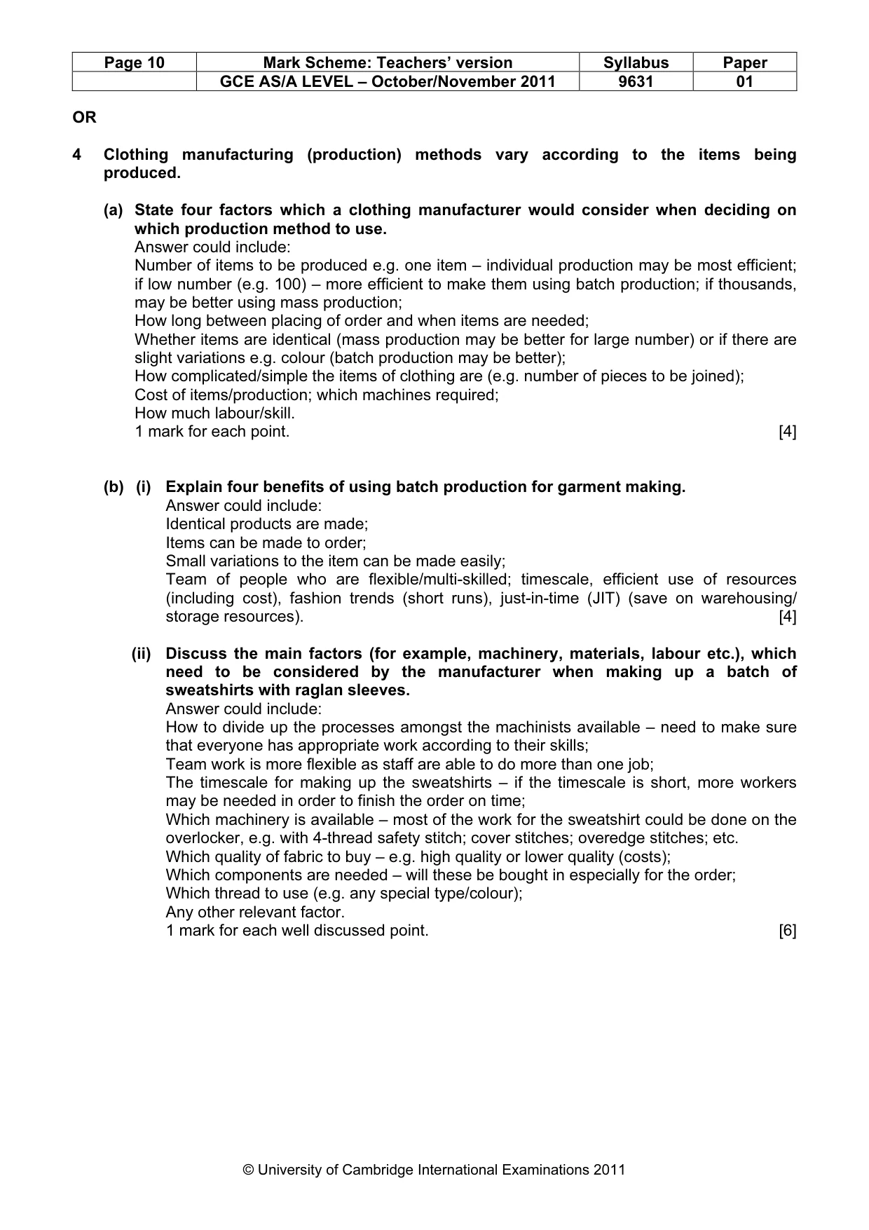Mark scheme, page 10 of 11