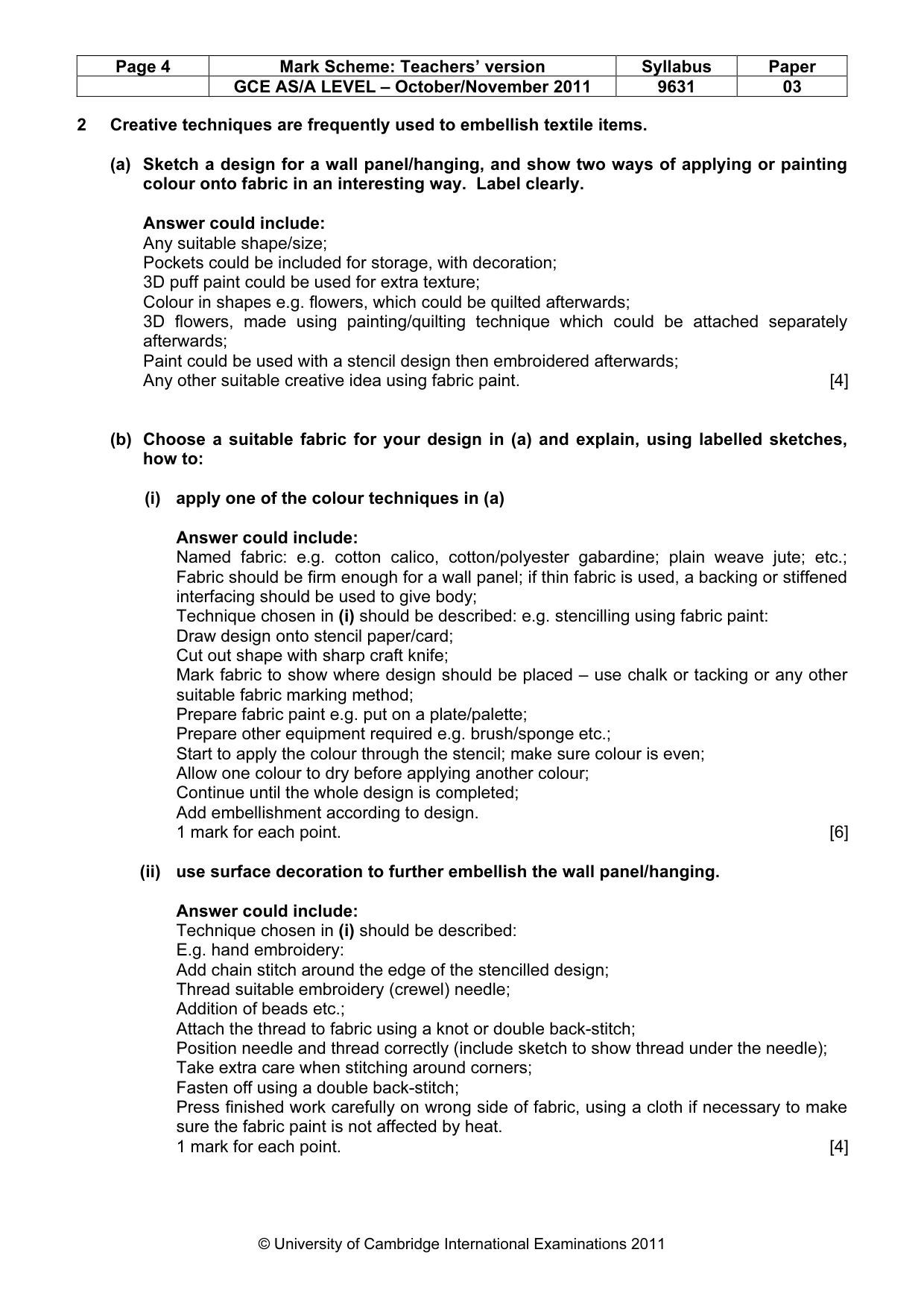 Mark scheme, page 4 of 10
