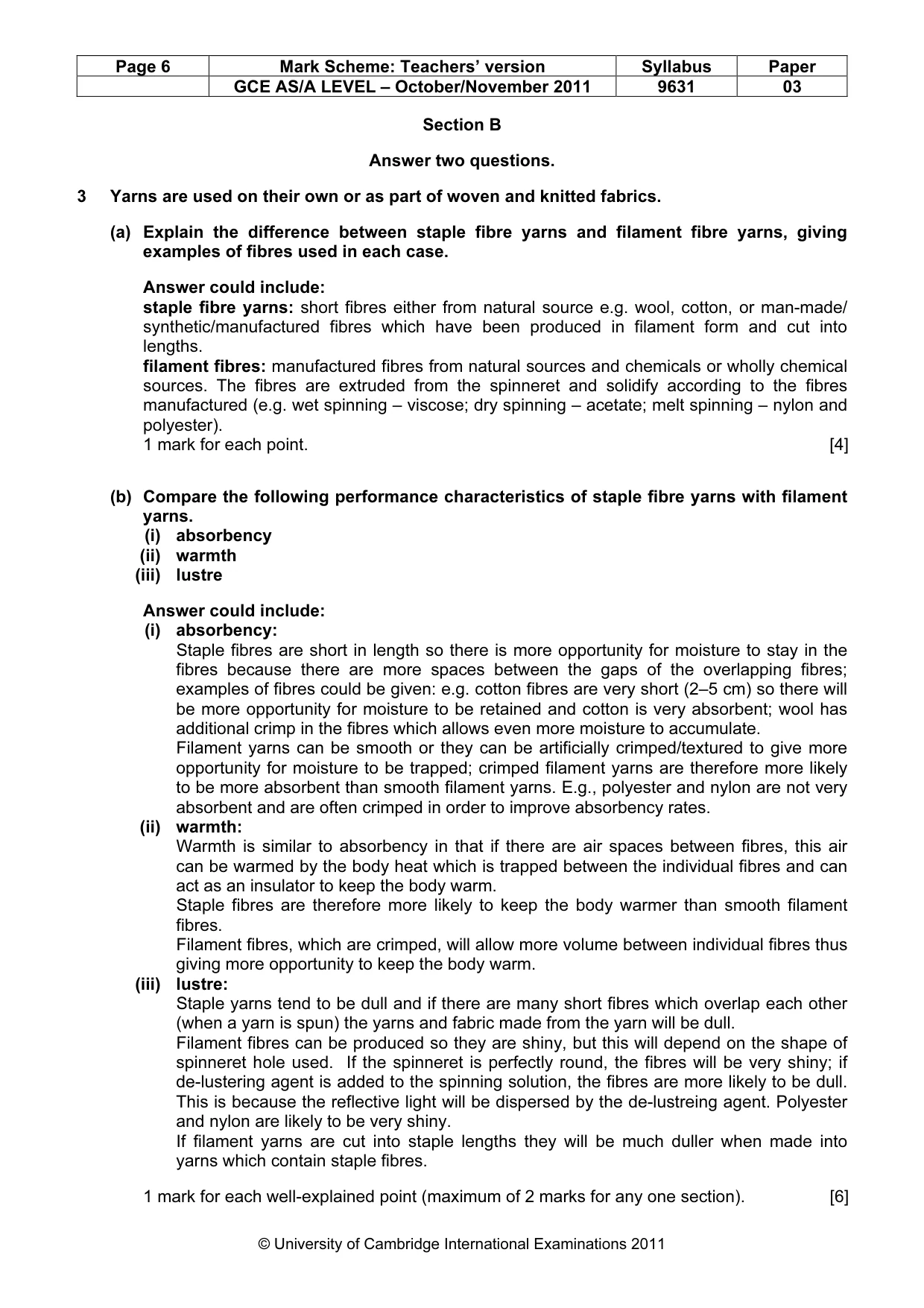 Mark scheme, page 6 of 10