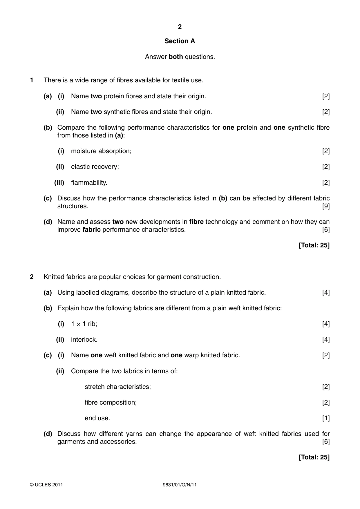 Cambridge A Level Design and Textiles 9631 2011 Oct/Nov Paper 1 · Variant 1 question paper, page 2 of 4