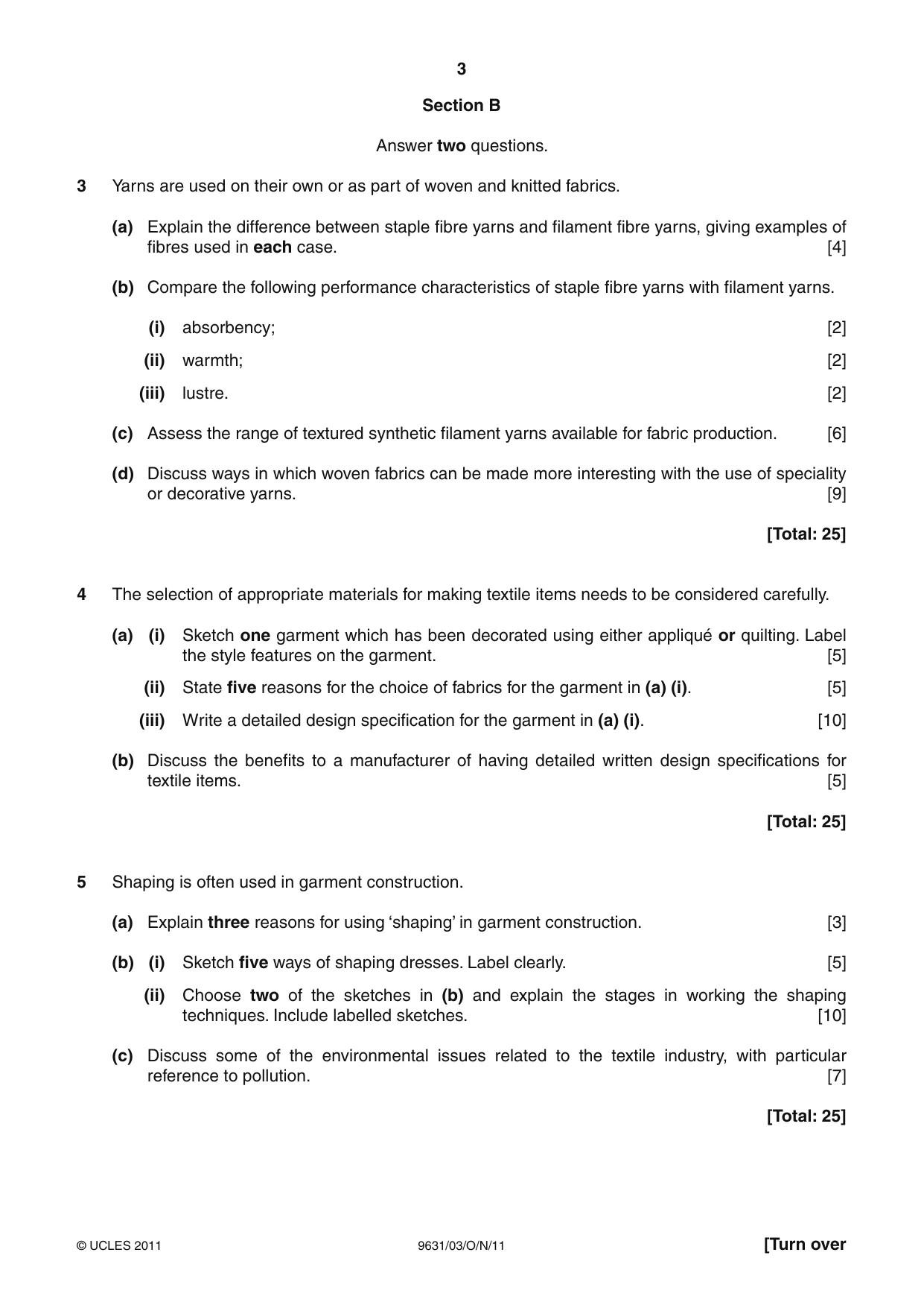 Cambridge A Level Design and Textiles 9631 2011 Oct/Nov Paper 3 · Variant 1 question paper, page 3 of 4