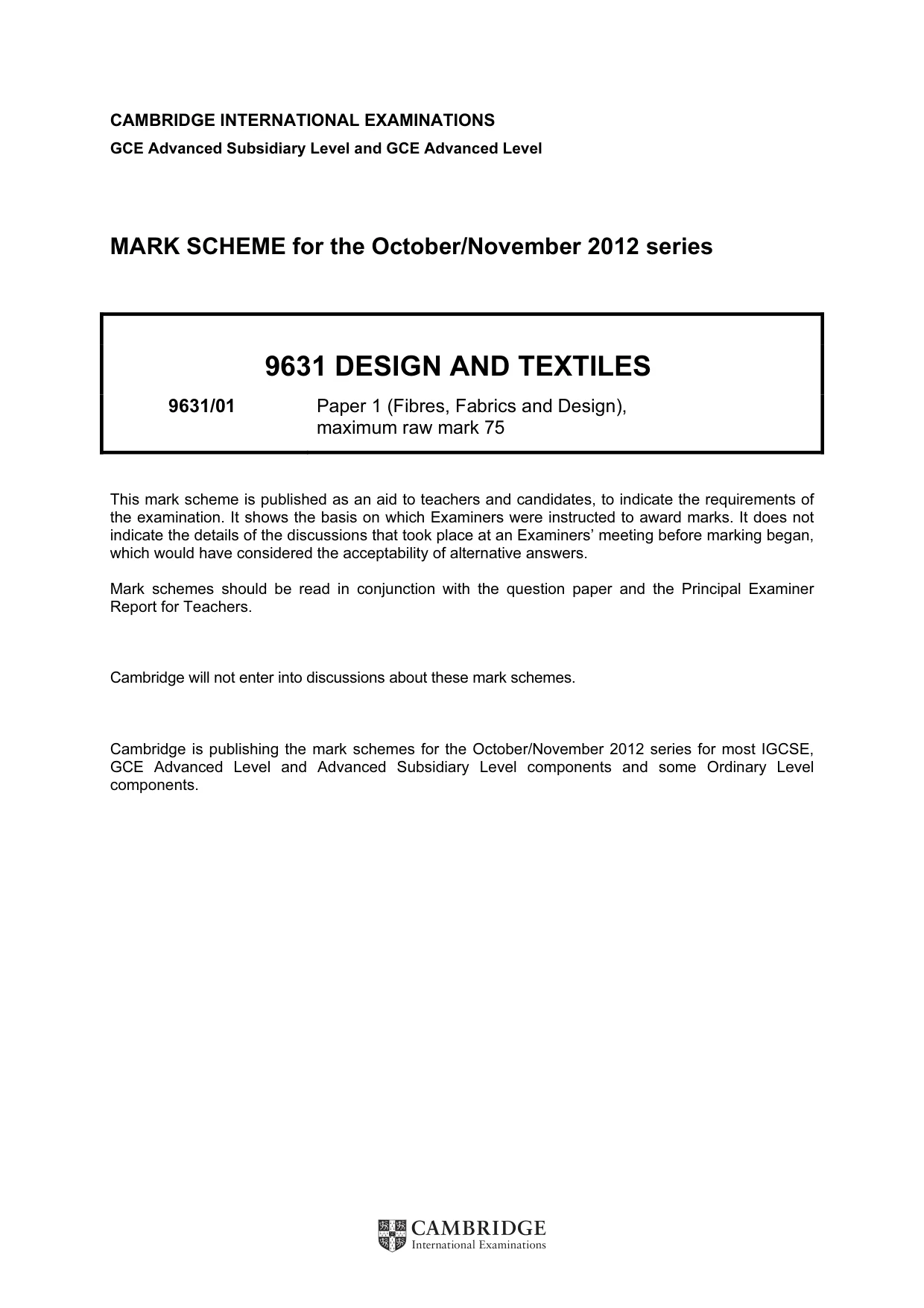 Mark scheme, page 1 of 9