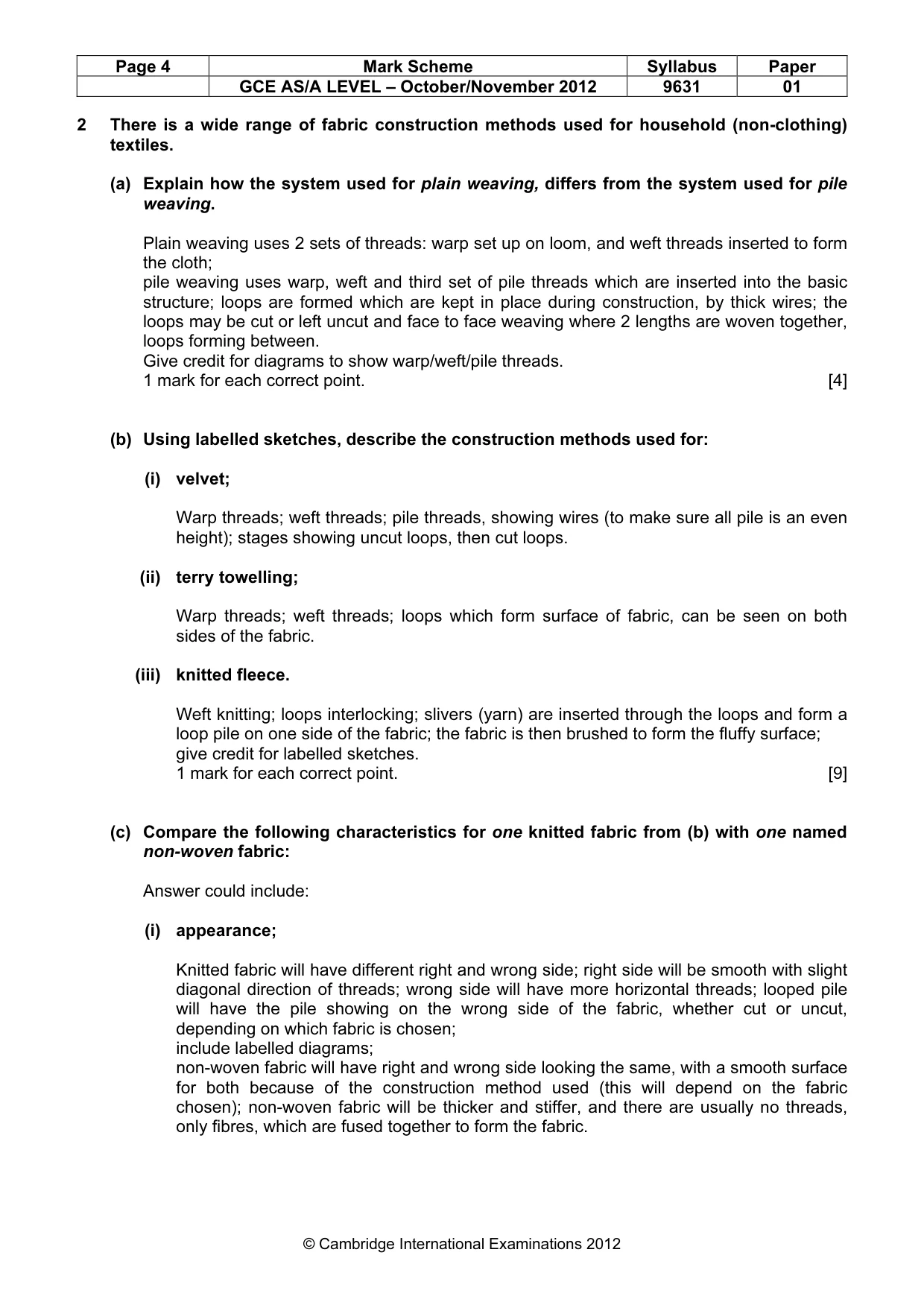 Mark scheme, page 4 of 9