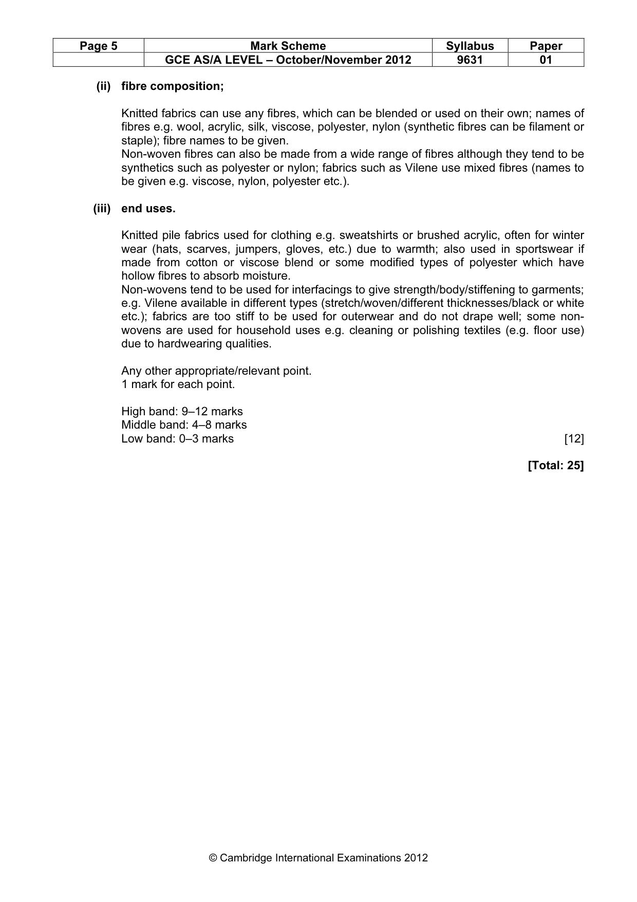 Mark scheme, page 5 of 9