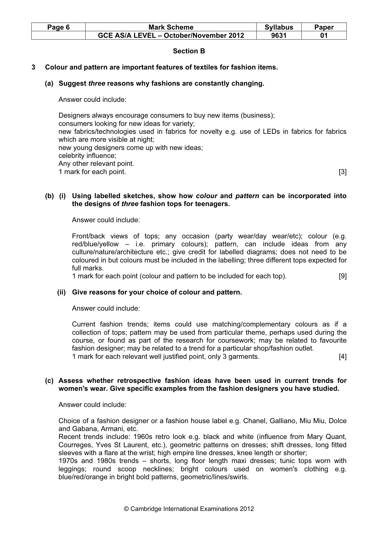 Mark scheme, page 6 of 9