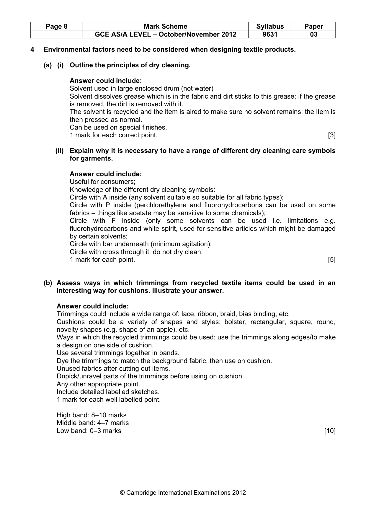 Mark scheme, page 8 of 11
