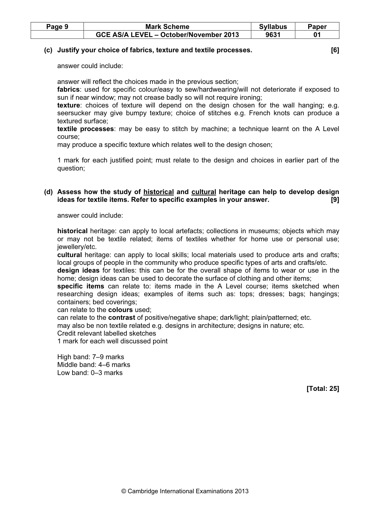 Mark scheme, page 9 of 12