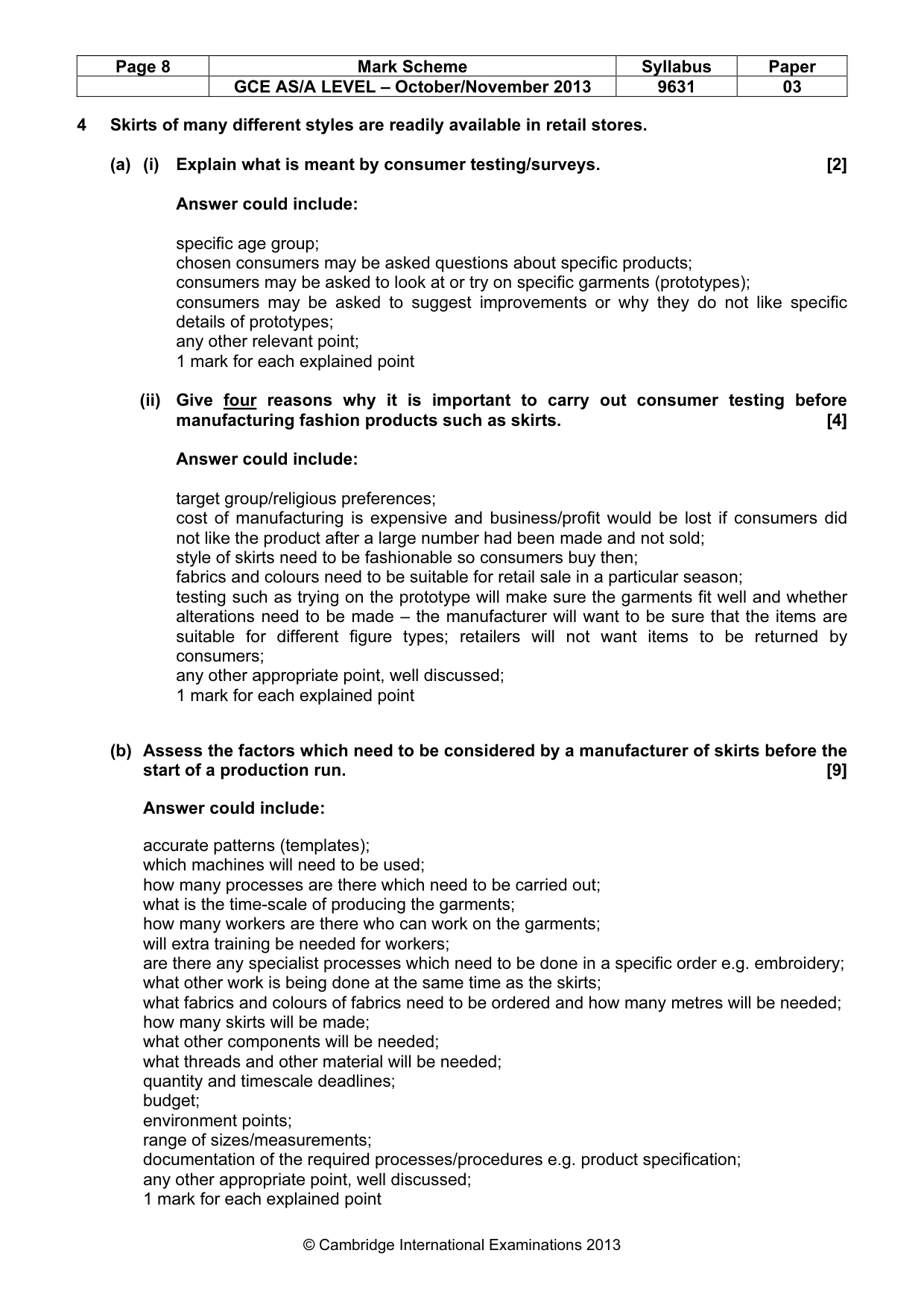 Mark scheme, page 8 of 11