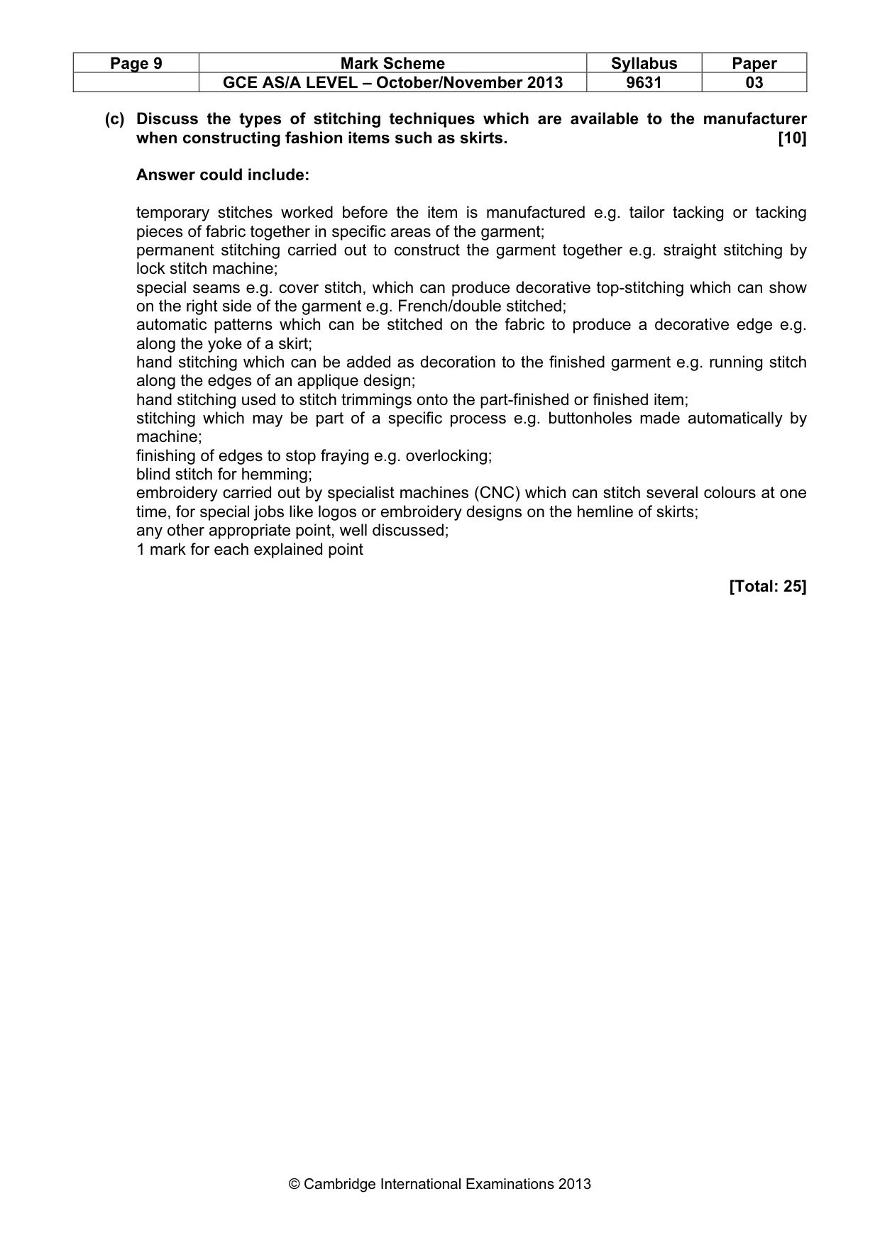 Mark scheme, page 9 of 11