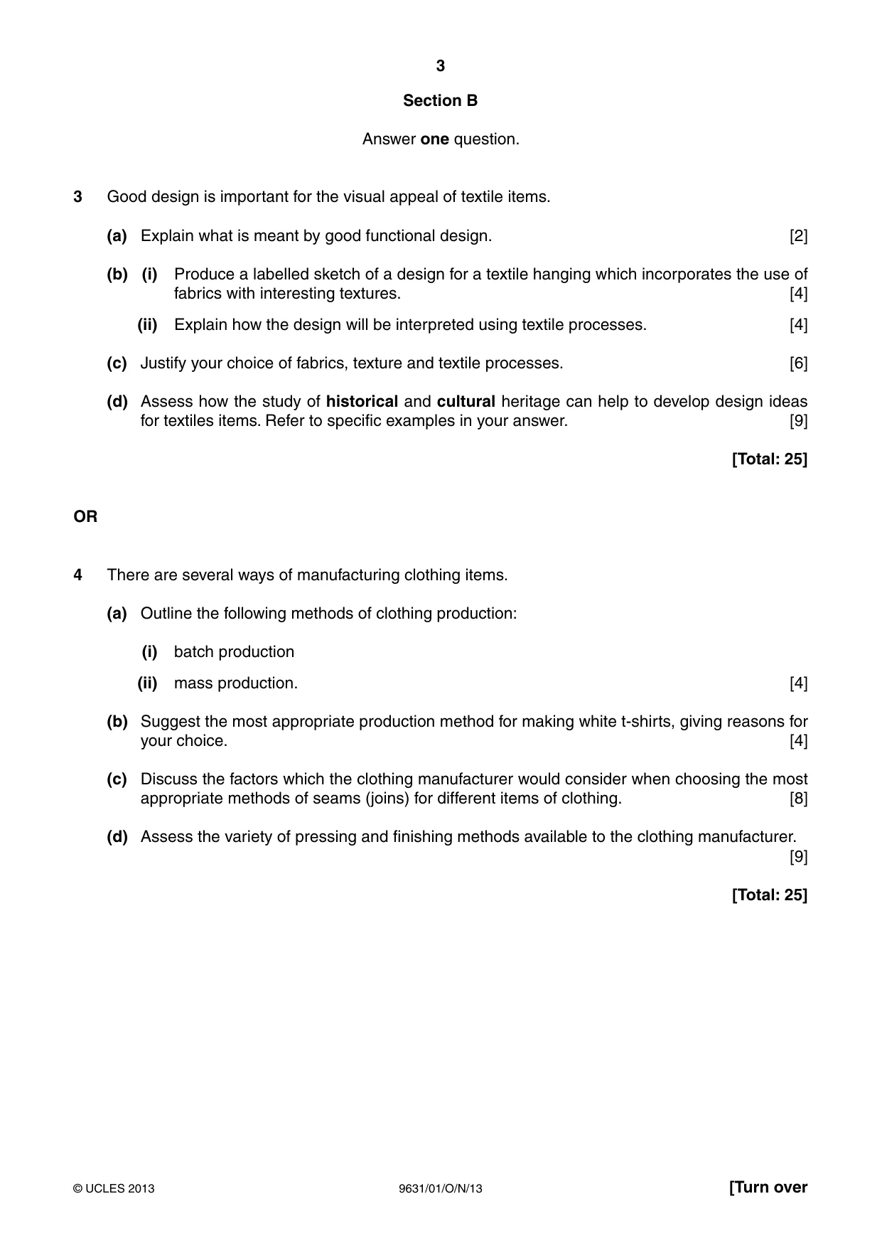 Cambridge A Level Design and Textiles 9631 2013 Oct/Nov Paper 1 · Variant 1 question paper, page 3 of 4