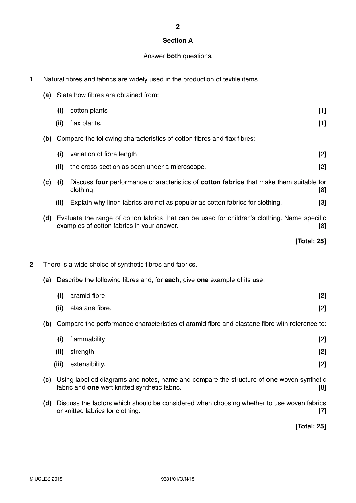 Cambridge A Level Design and Textiles 9631 2015 Oct/Nov Paper 1 · Variant 1 question paper, page 2 of 4