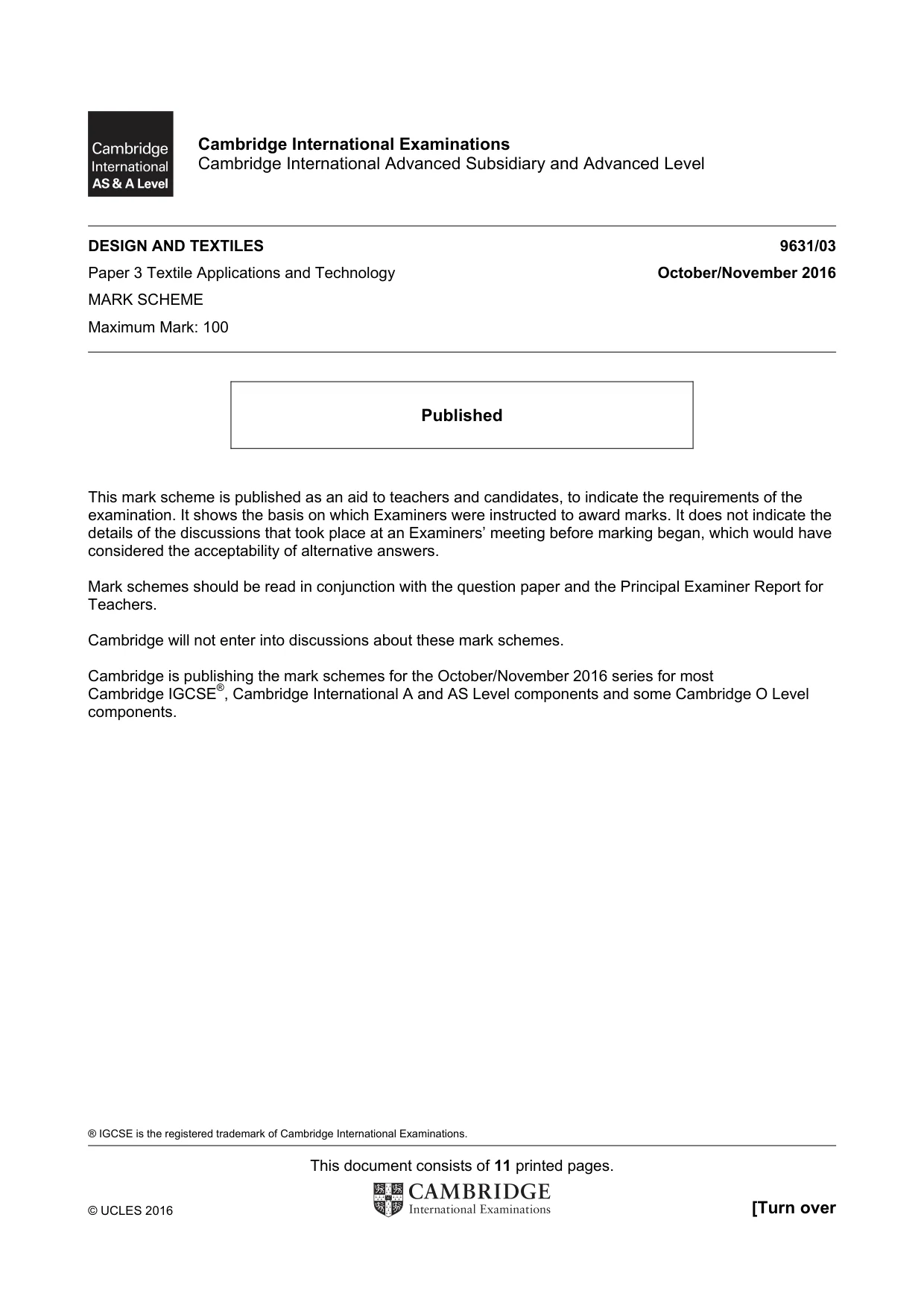 Mark scheme, page 1 of 11
