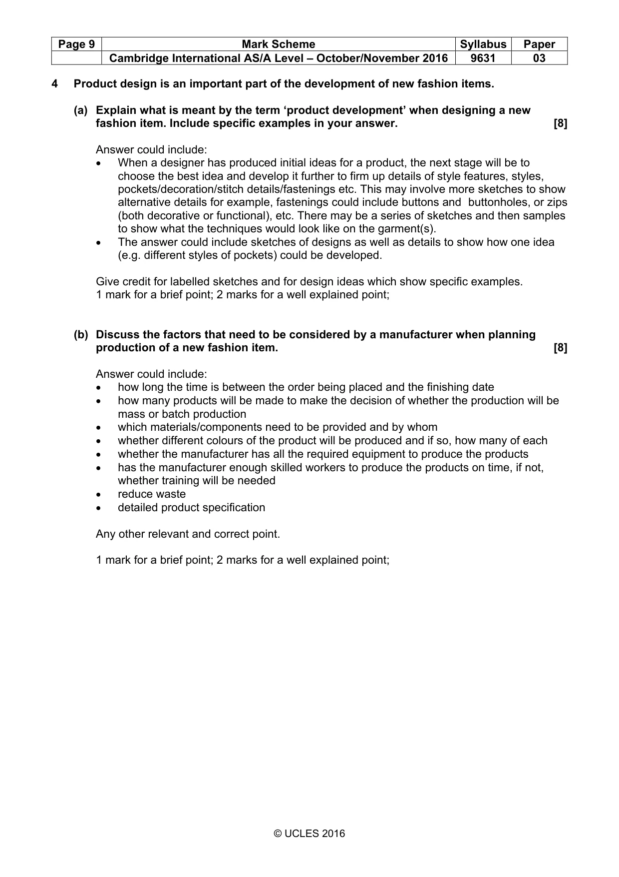 Mark scheme, page 9 of 11