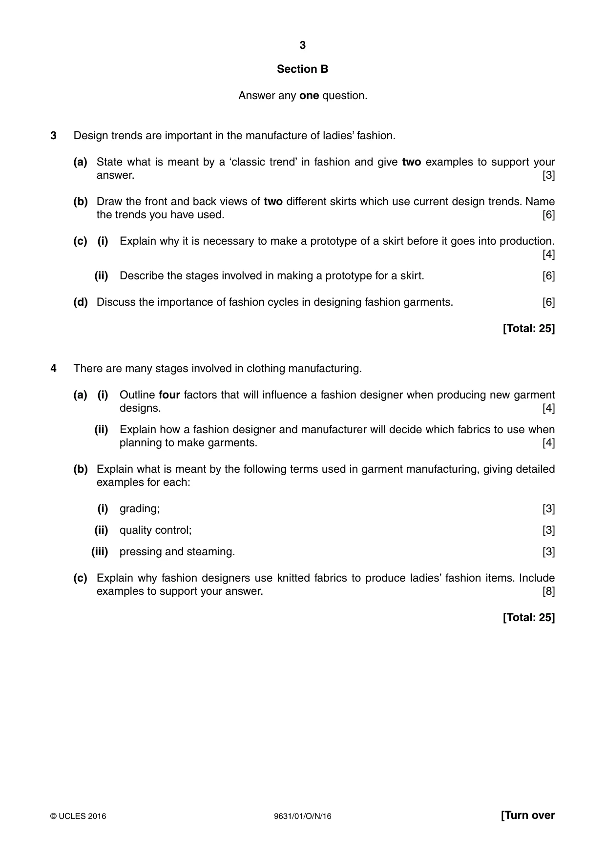 Cambridge A Level Design and Textiles 9631 2016 Oct/Nov Paper 1 · Variant 1 question paper, page 3 of 4