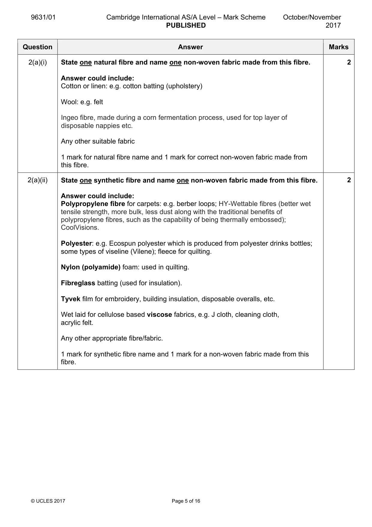 Mark scheme, page 5 of 16