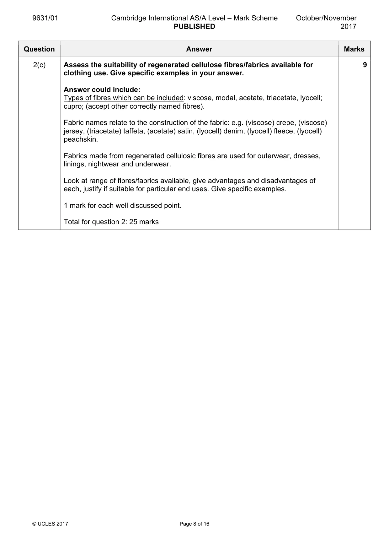 Mark scheme, page 8 of 16