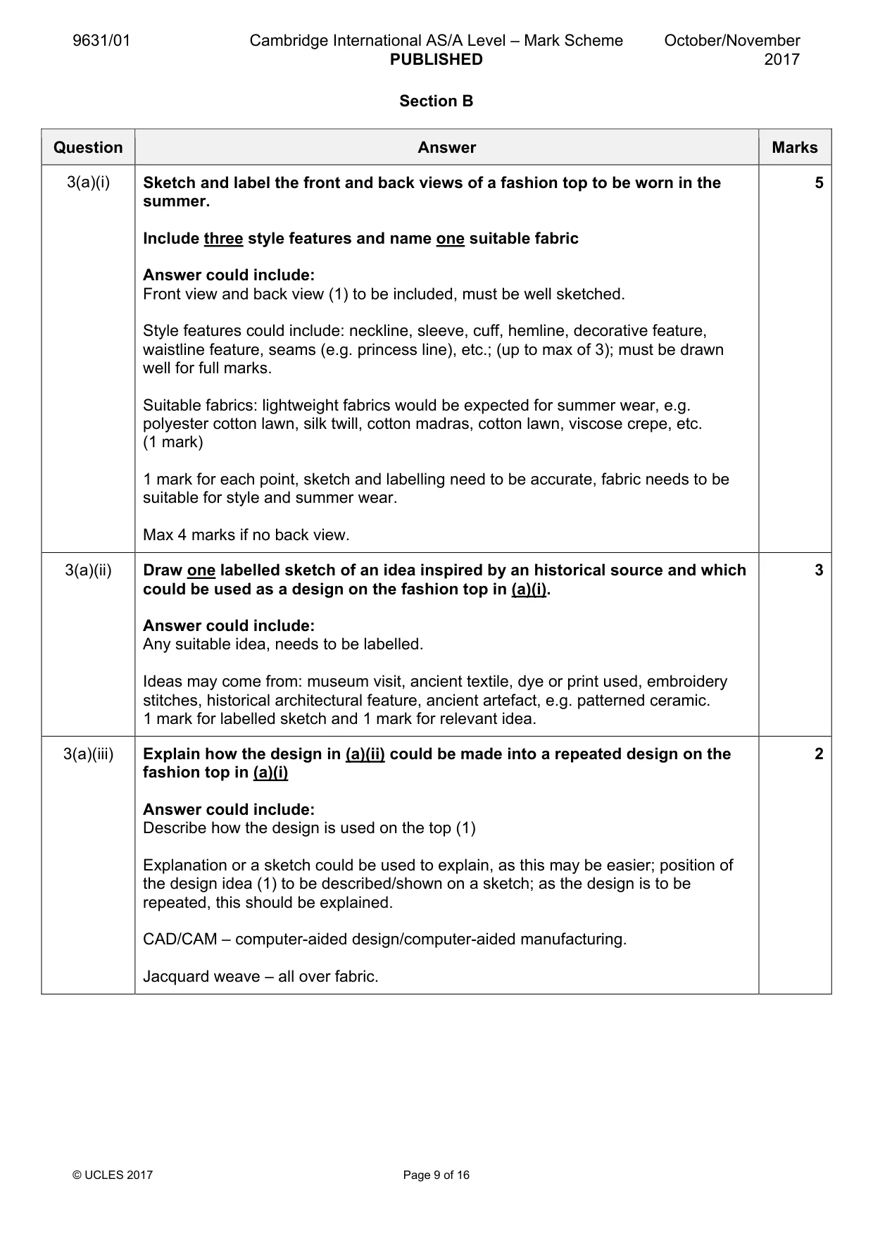 Mark scheme, page 9 of 16