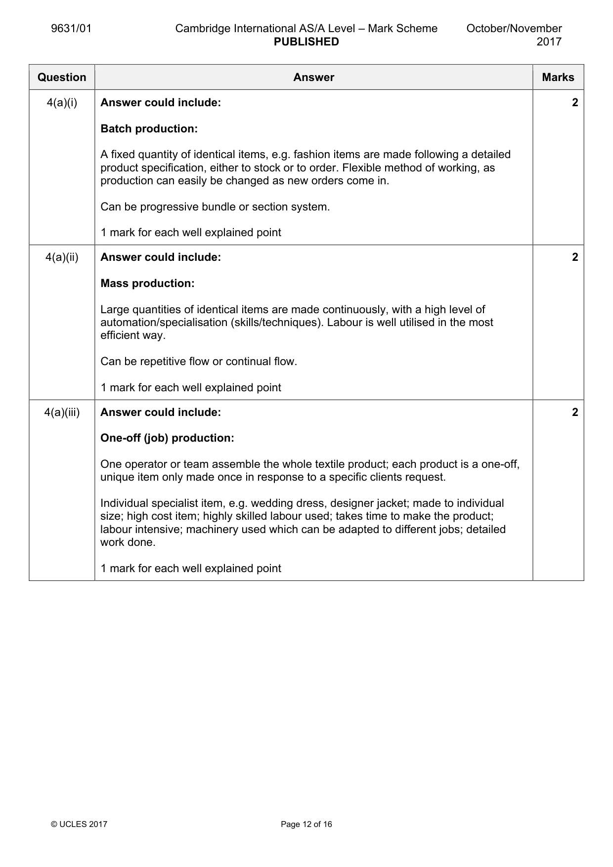 Mark scheme, page 12 of 16