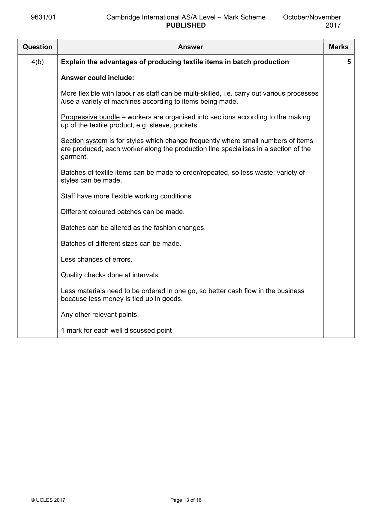 Mark scheme, page 13 of 16