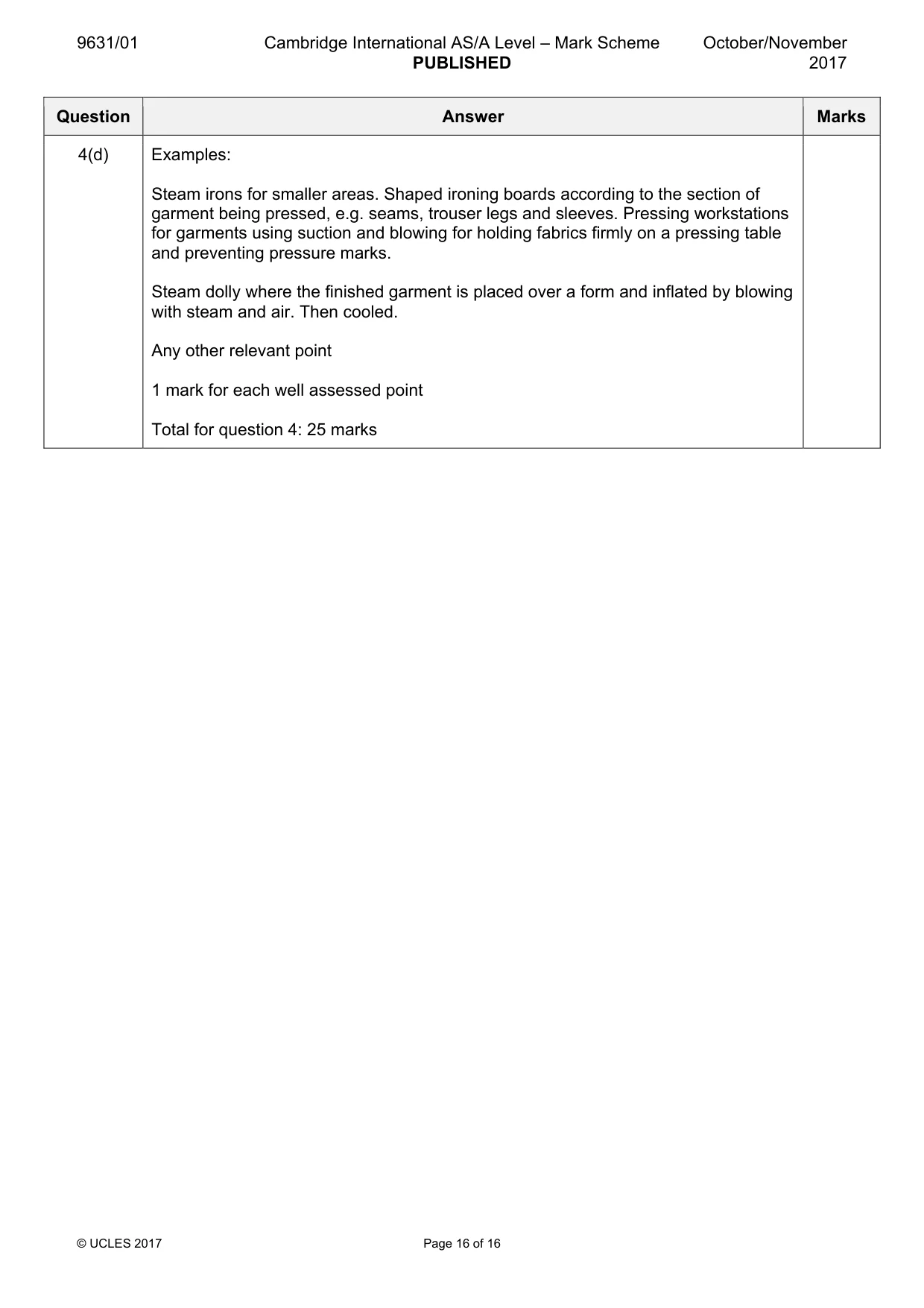 Mark scheme, page 16 of 16