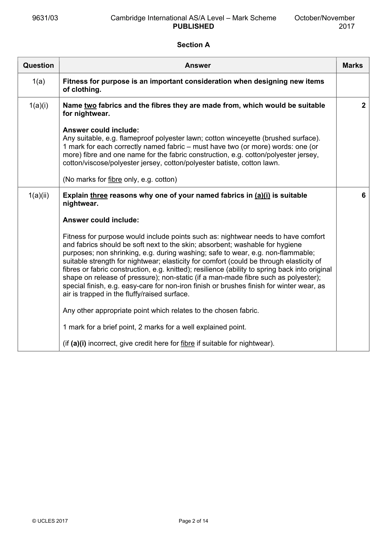 Mark scheme, page 2 of 14