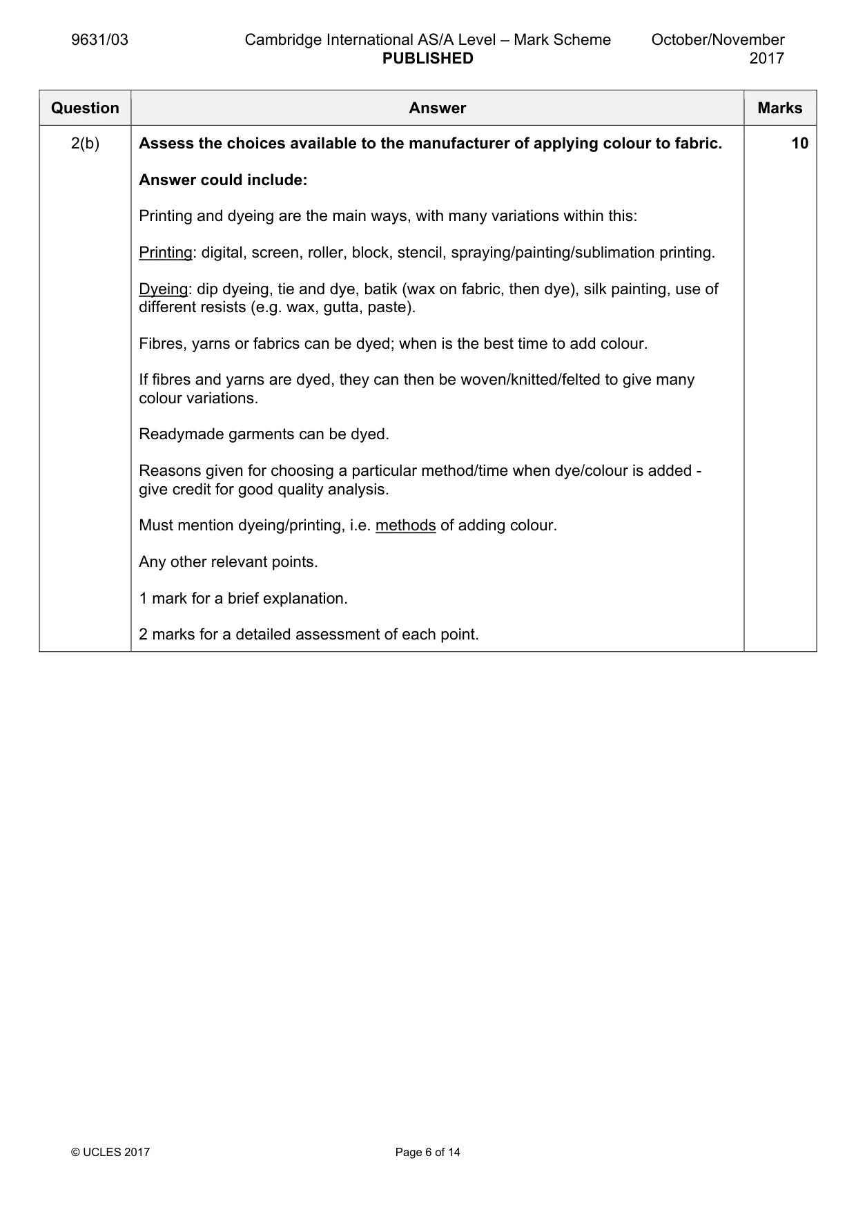Mark scheme, page 6 of 14