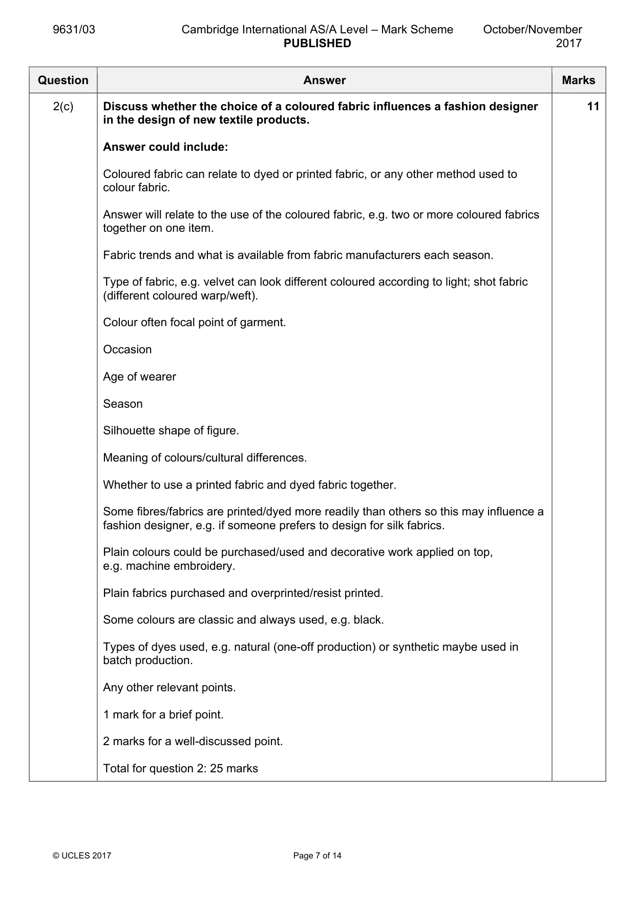 Mark scheme, page 7 of 14