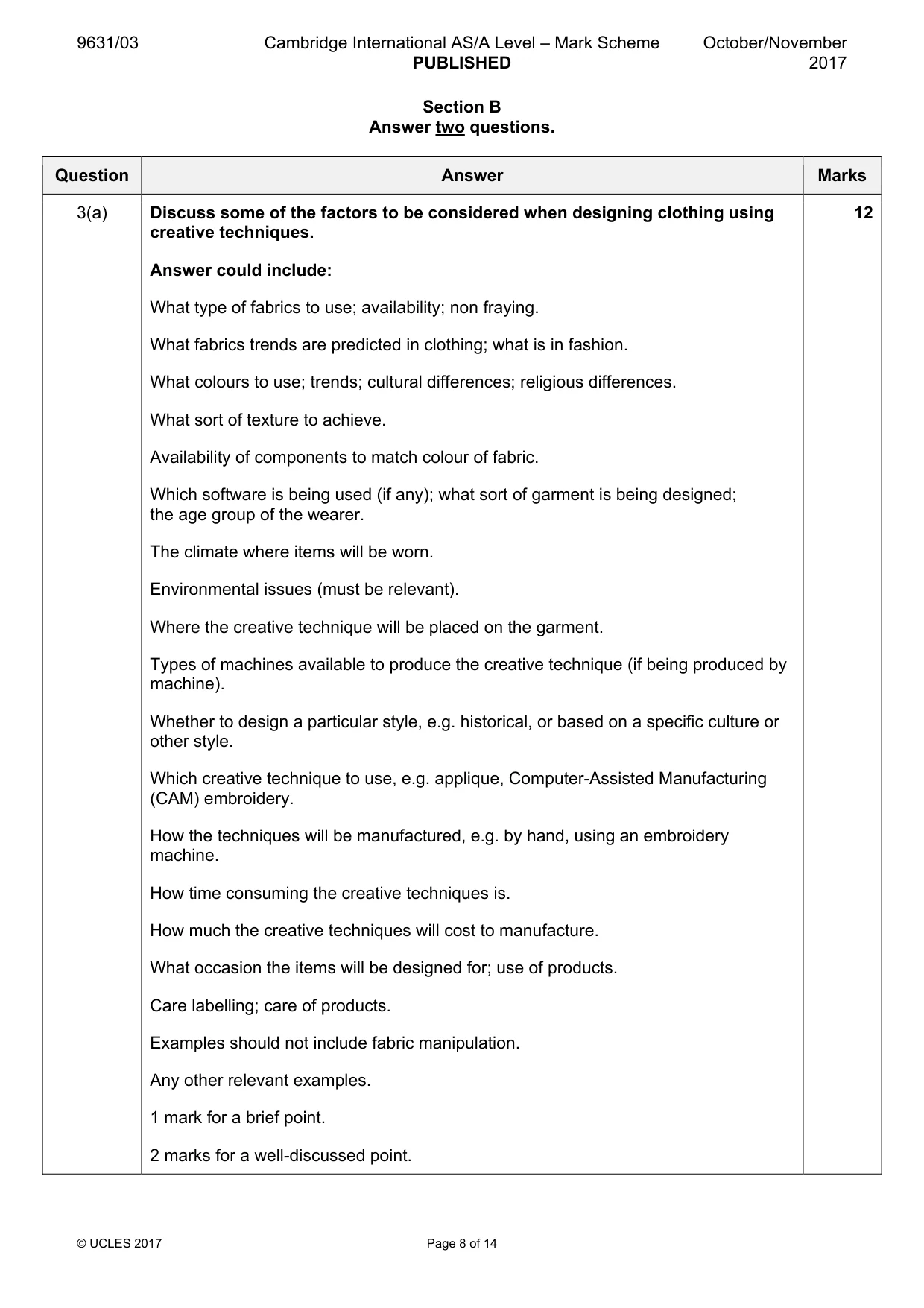 Mark scheme, page 8 of 14