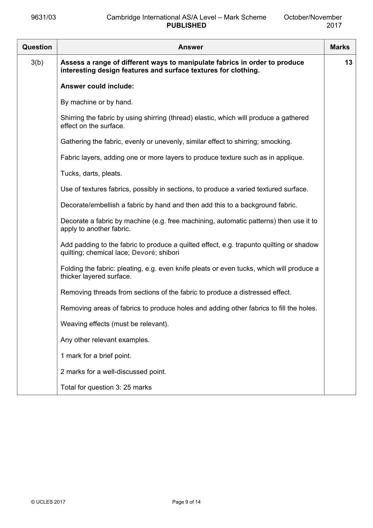Mark scheme, page 9 of 14