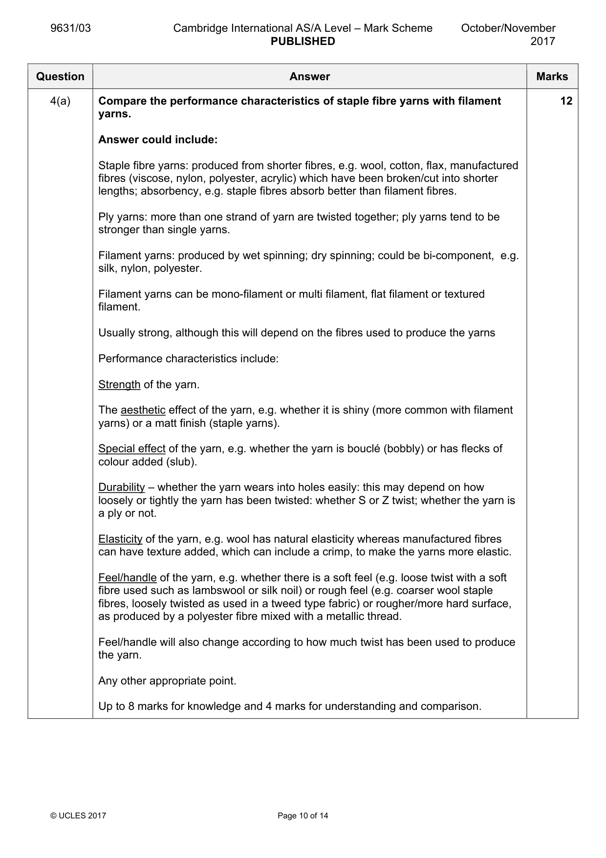 Mark scheme, page 10 of 14
