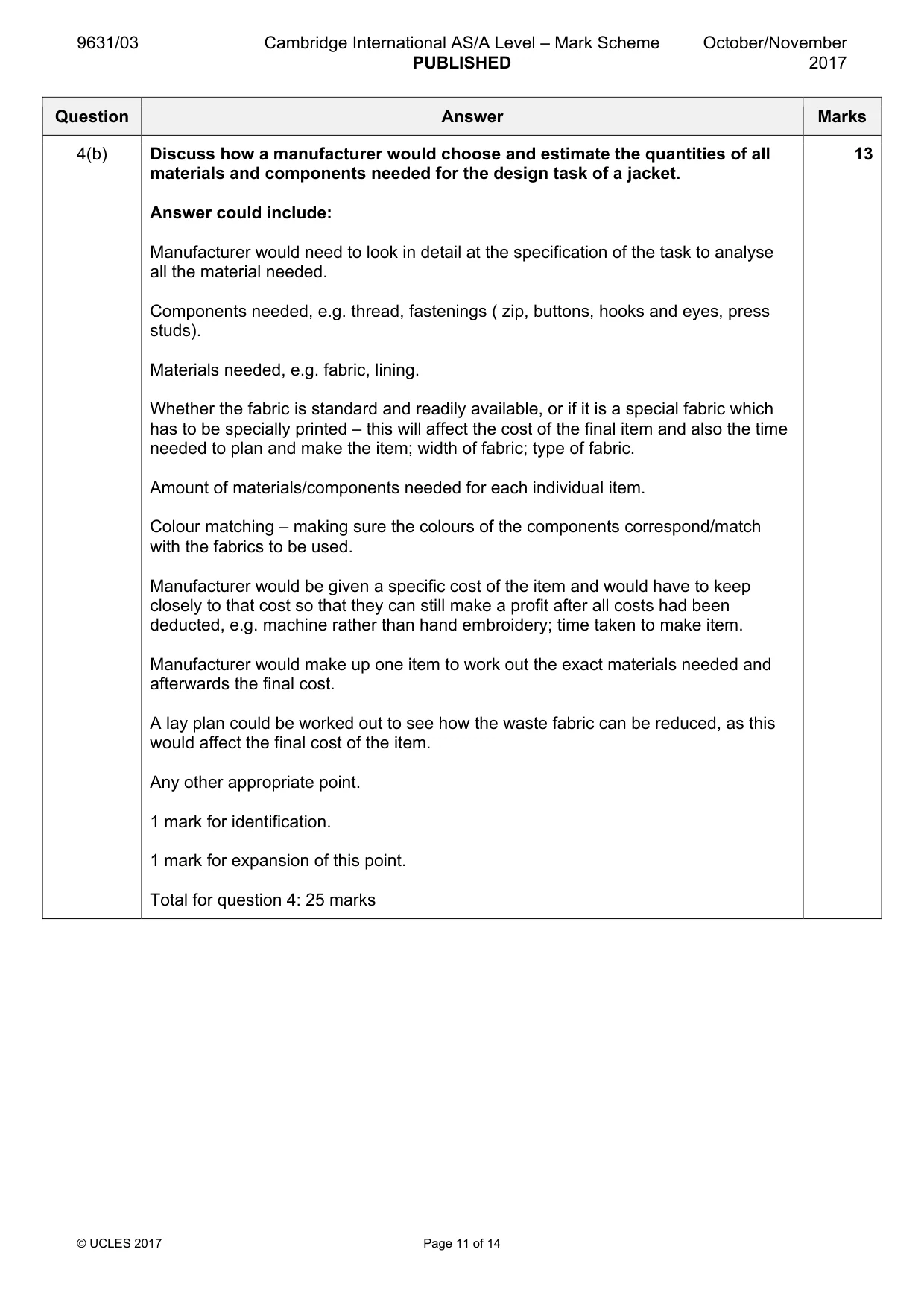 Mark scheme, page 11 of 14